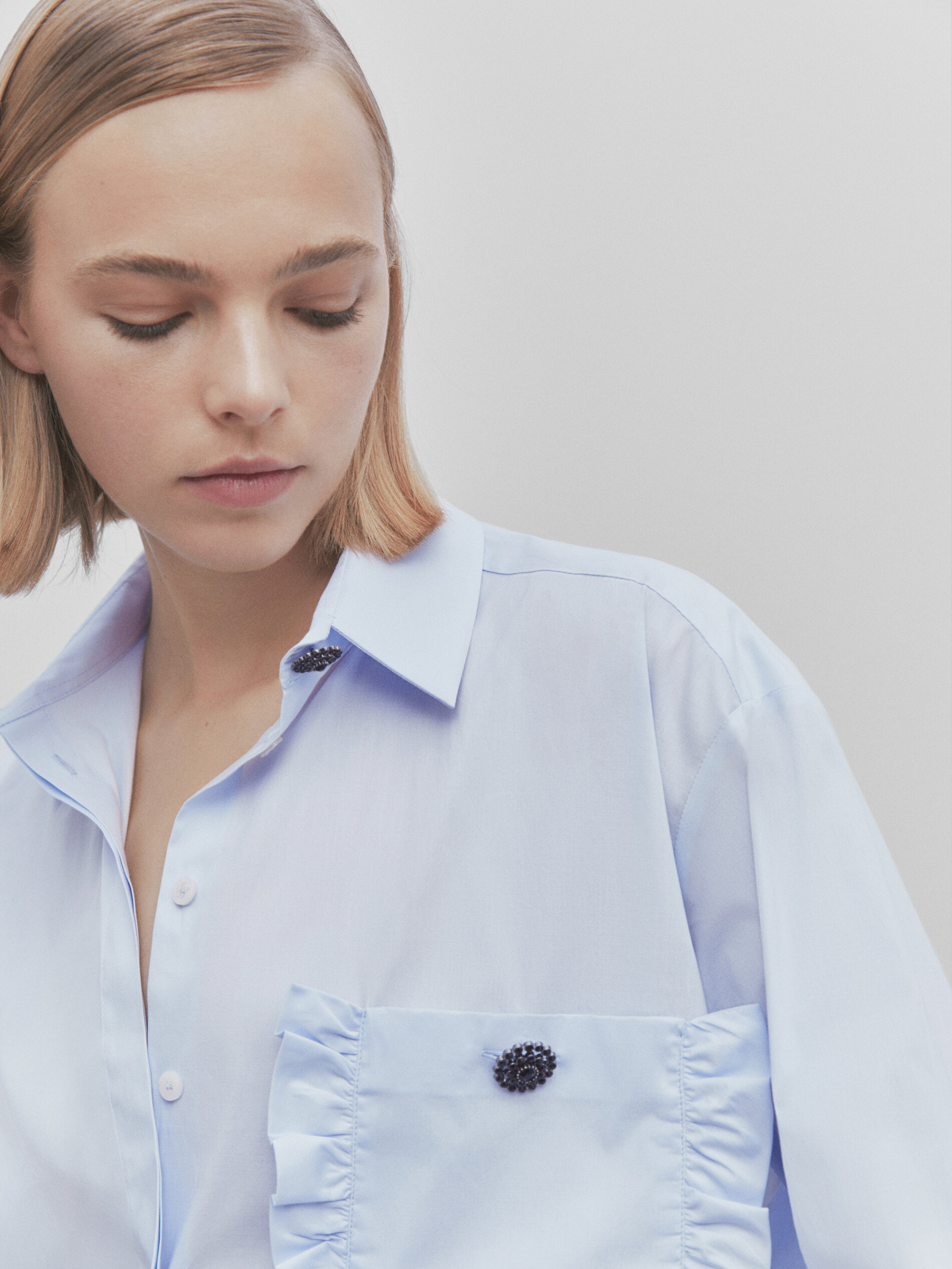 Poplin shirt with ruffled pocket Studio
