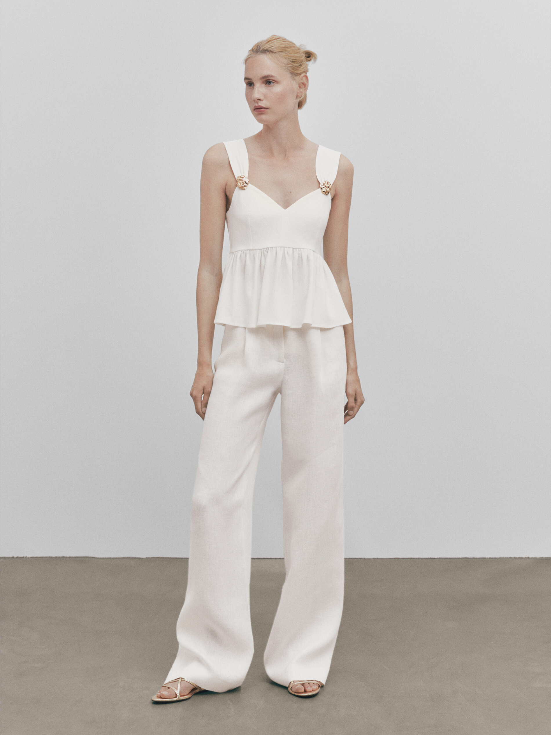 Cream top dressy top