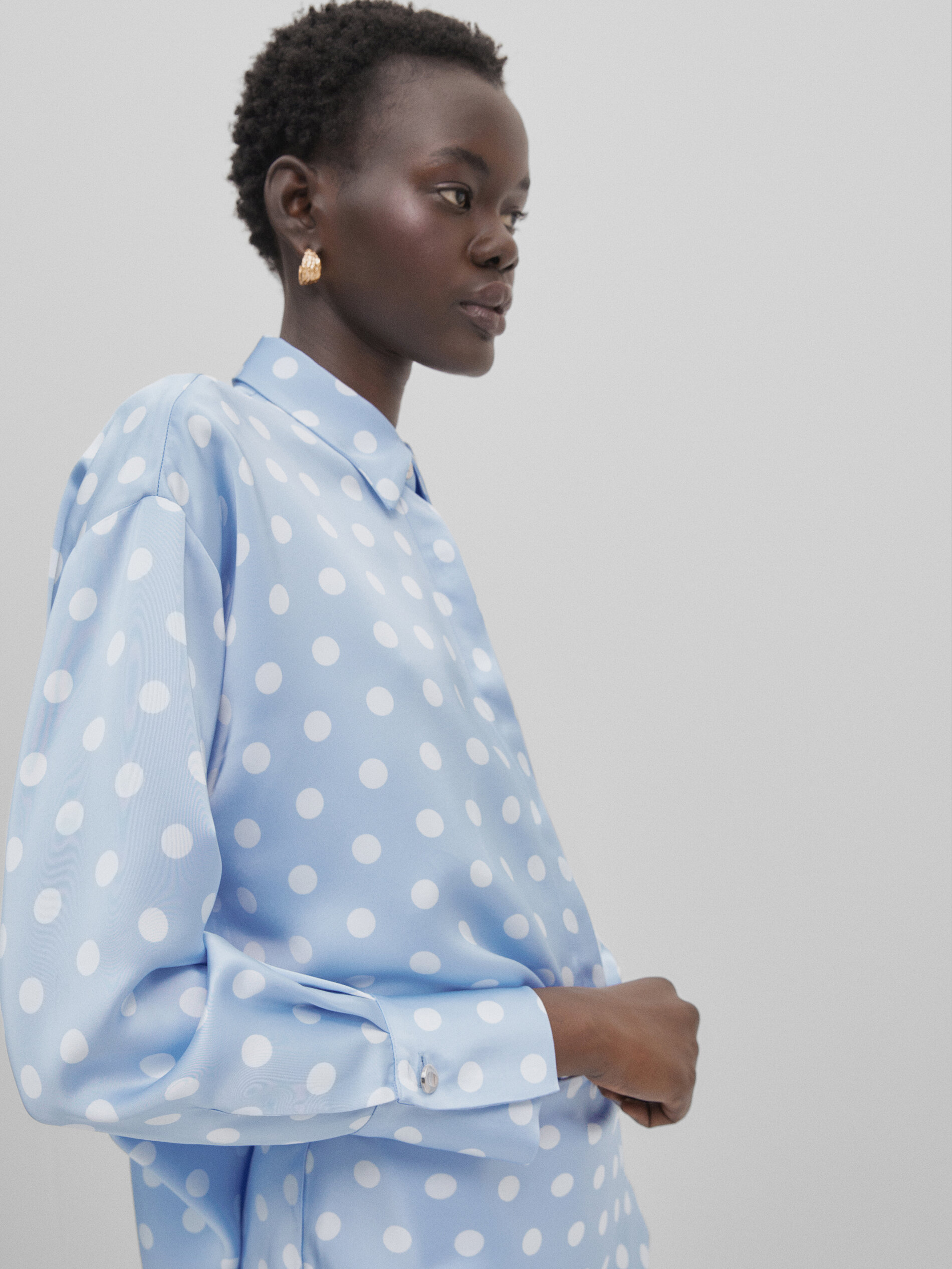 Polka dot print shirt Studio Sky Blue Shirts Massimo Dutti