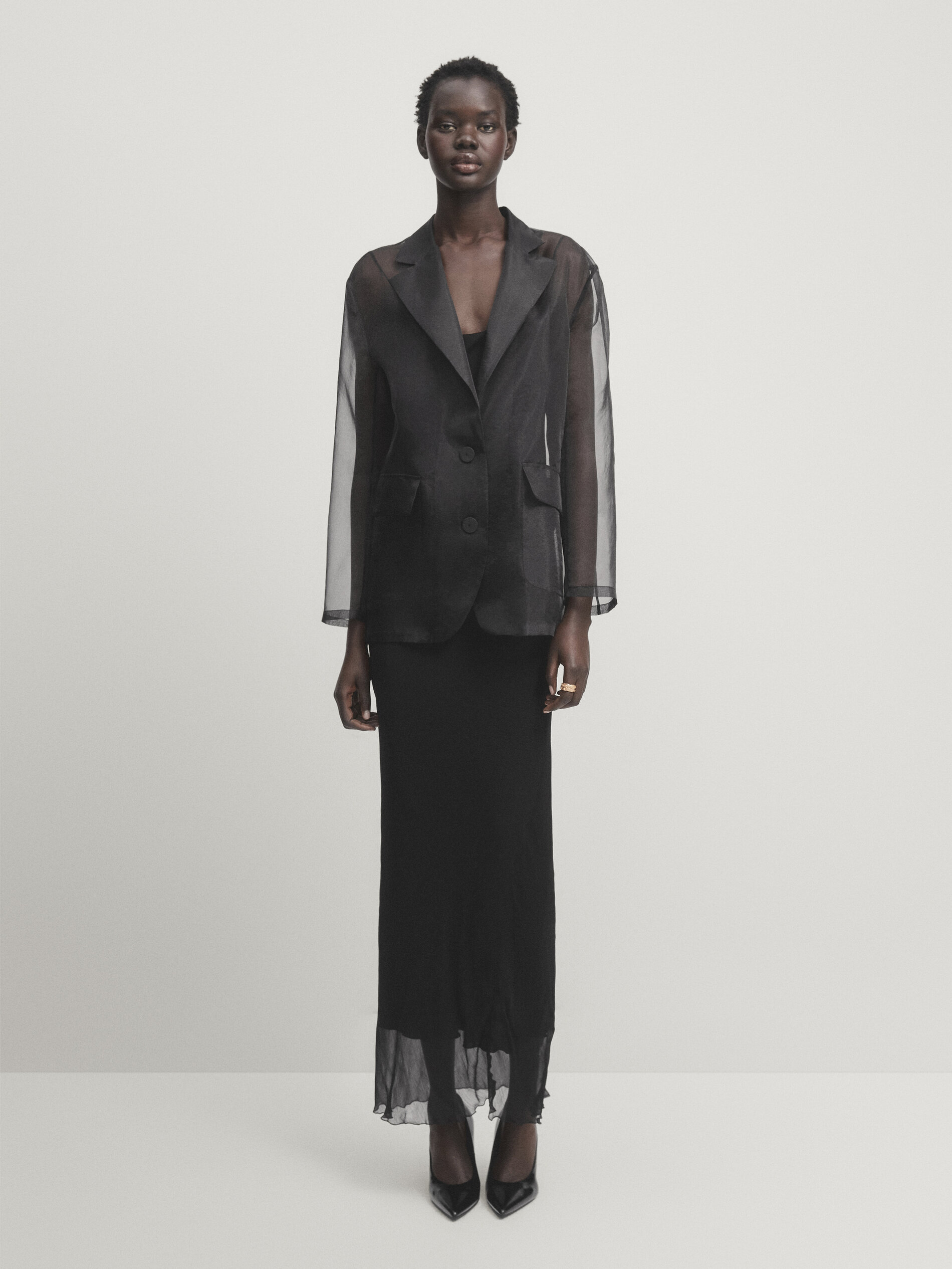 Massimo dutti black blazer dress clearance