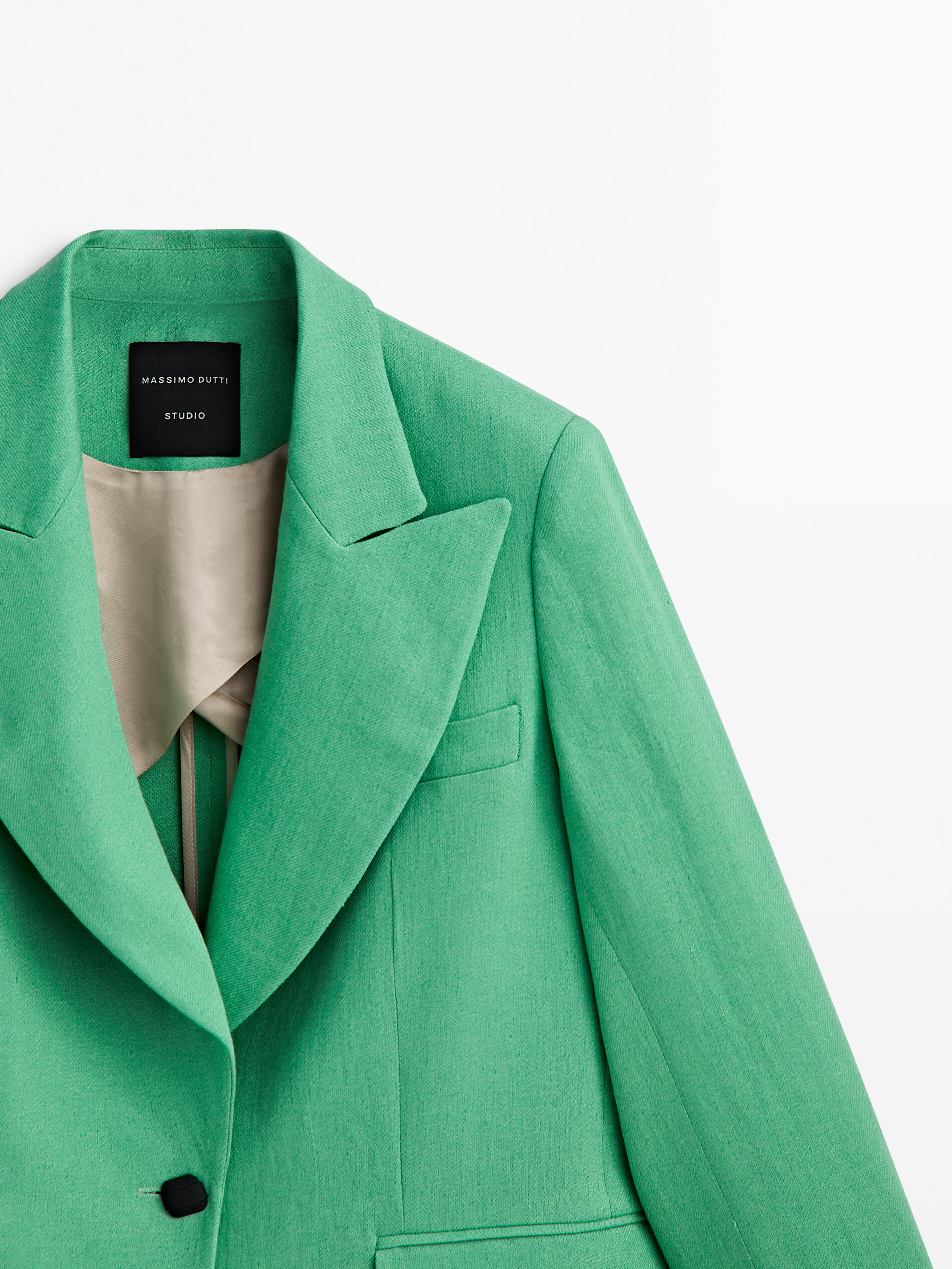 Massimo dutti green wool coat online