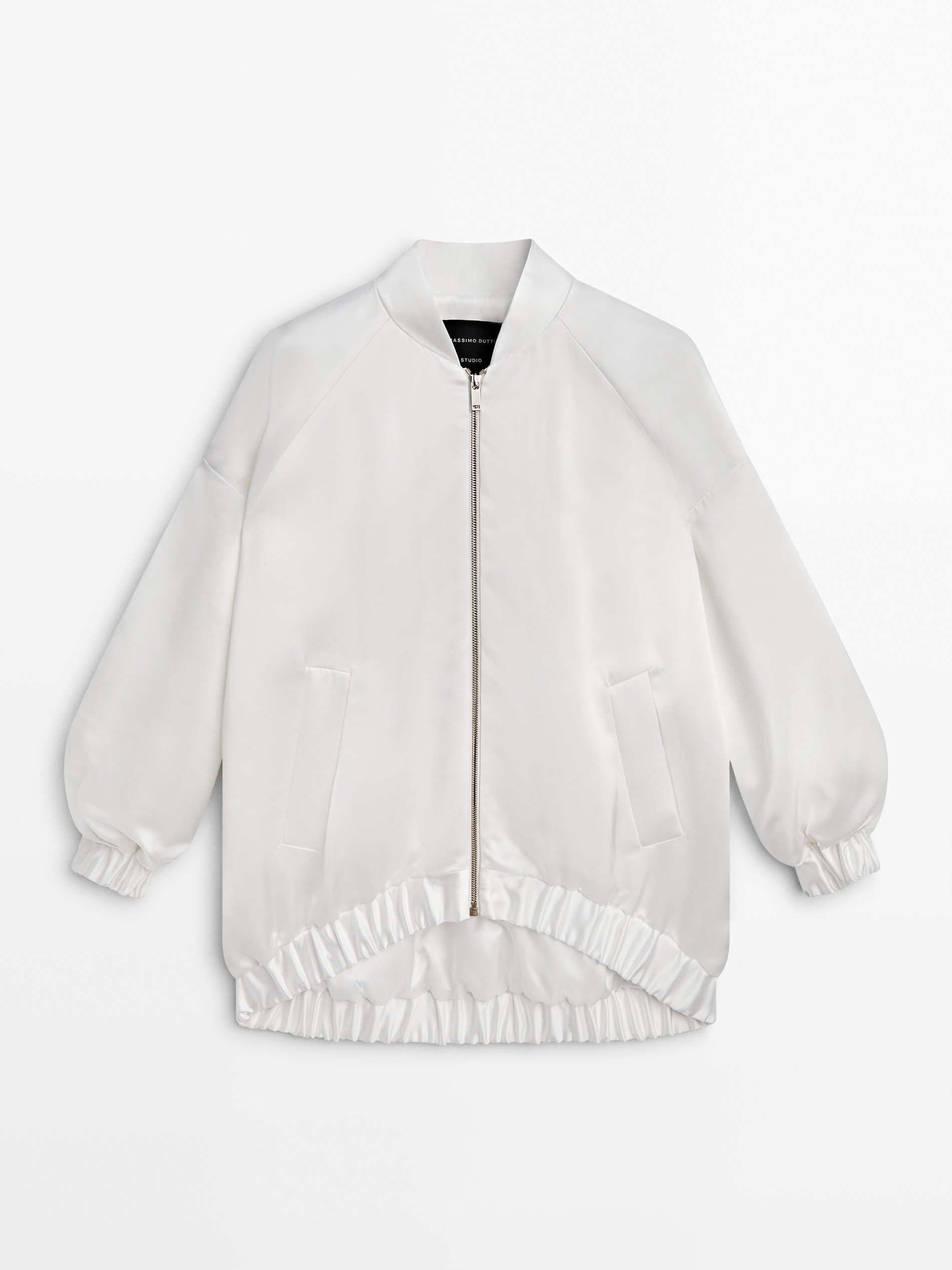 Oversized satin bomber jacket Studio Cream Dressy Massimo