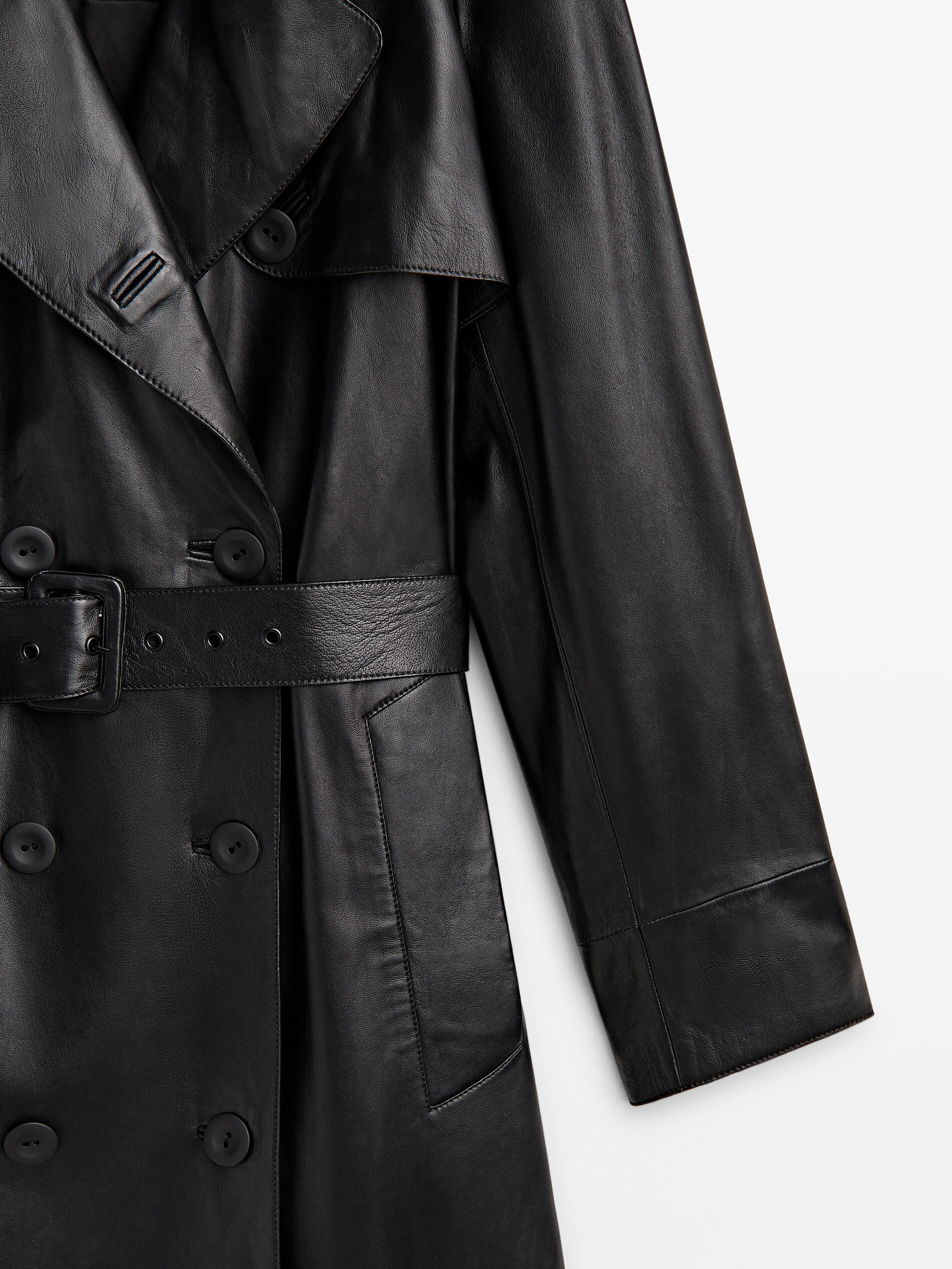 Massimo dutti leather trench top