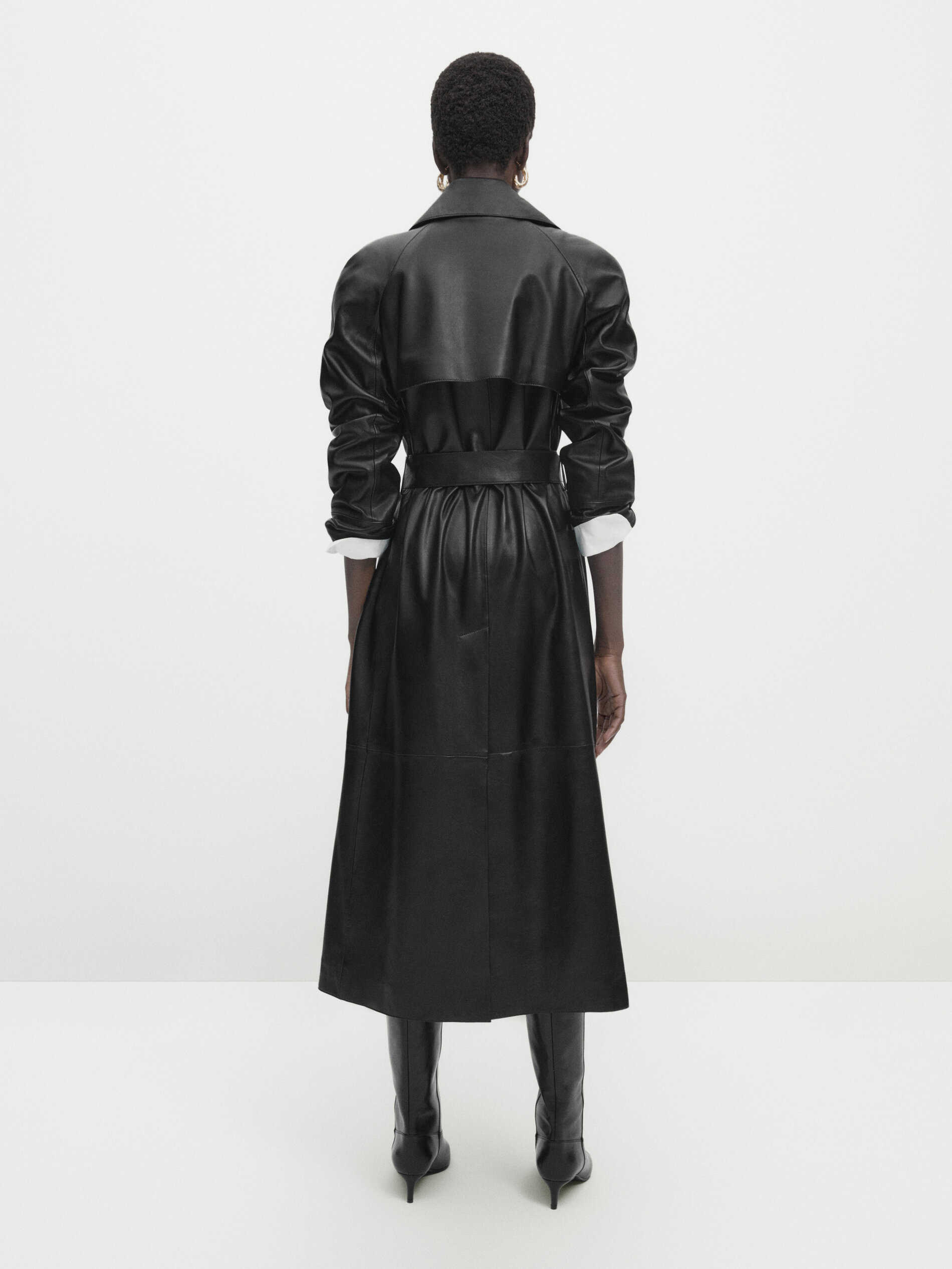 Trench en cuir avec ceinture Studio
