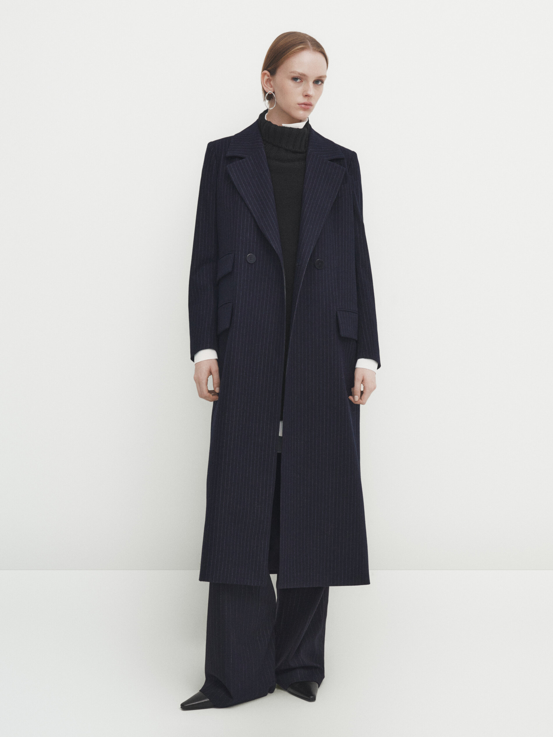 Pinstripe overcoat deals