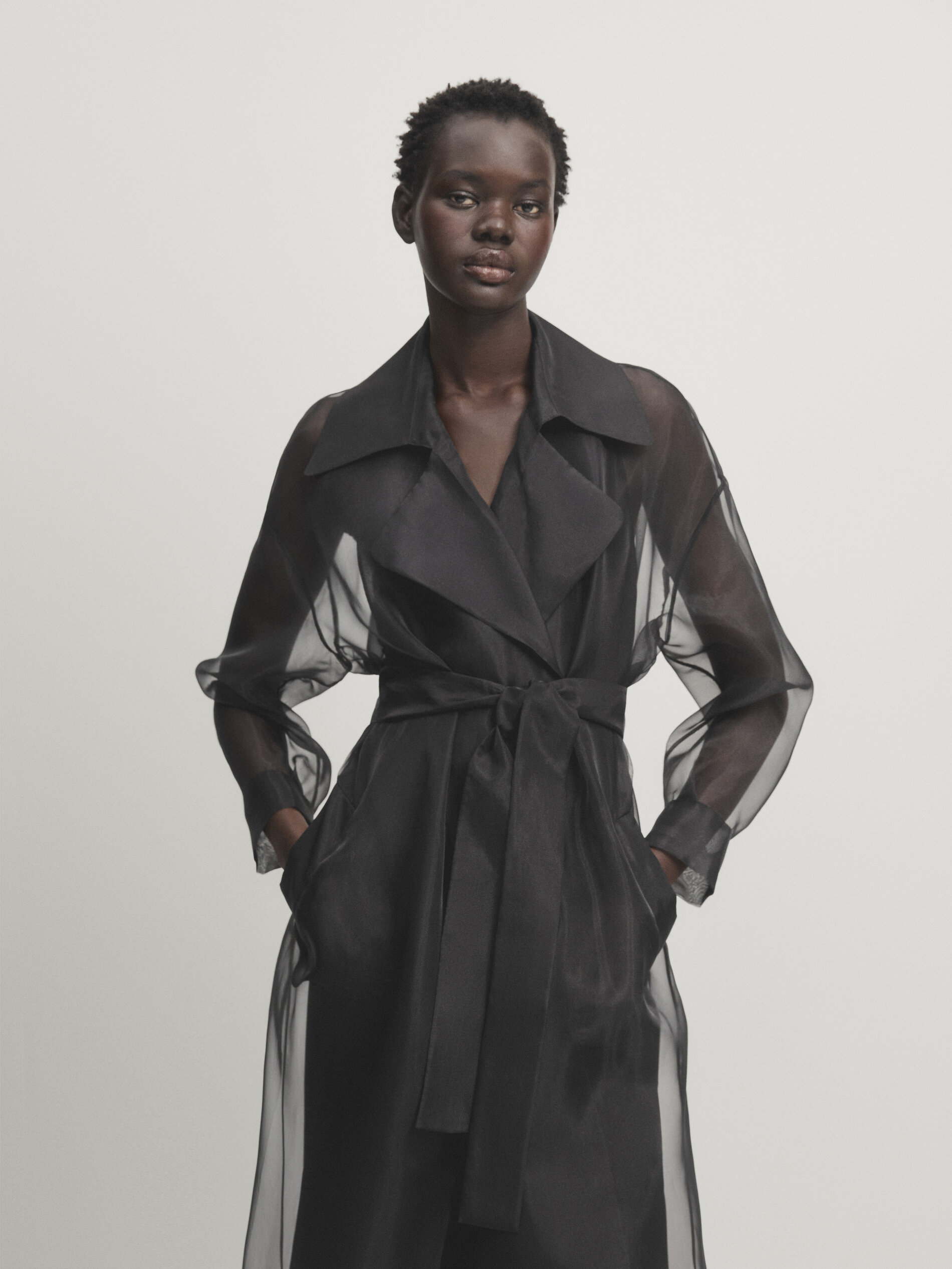 Organza trench new arrivals coat black