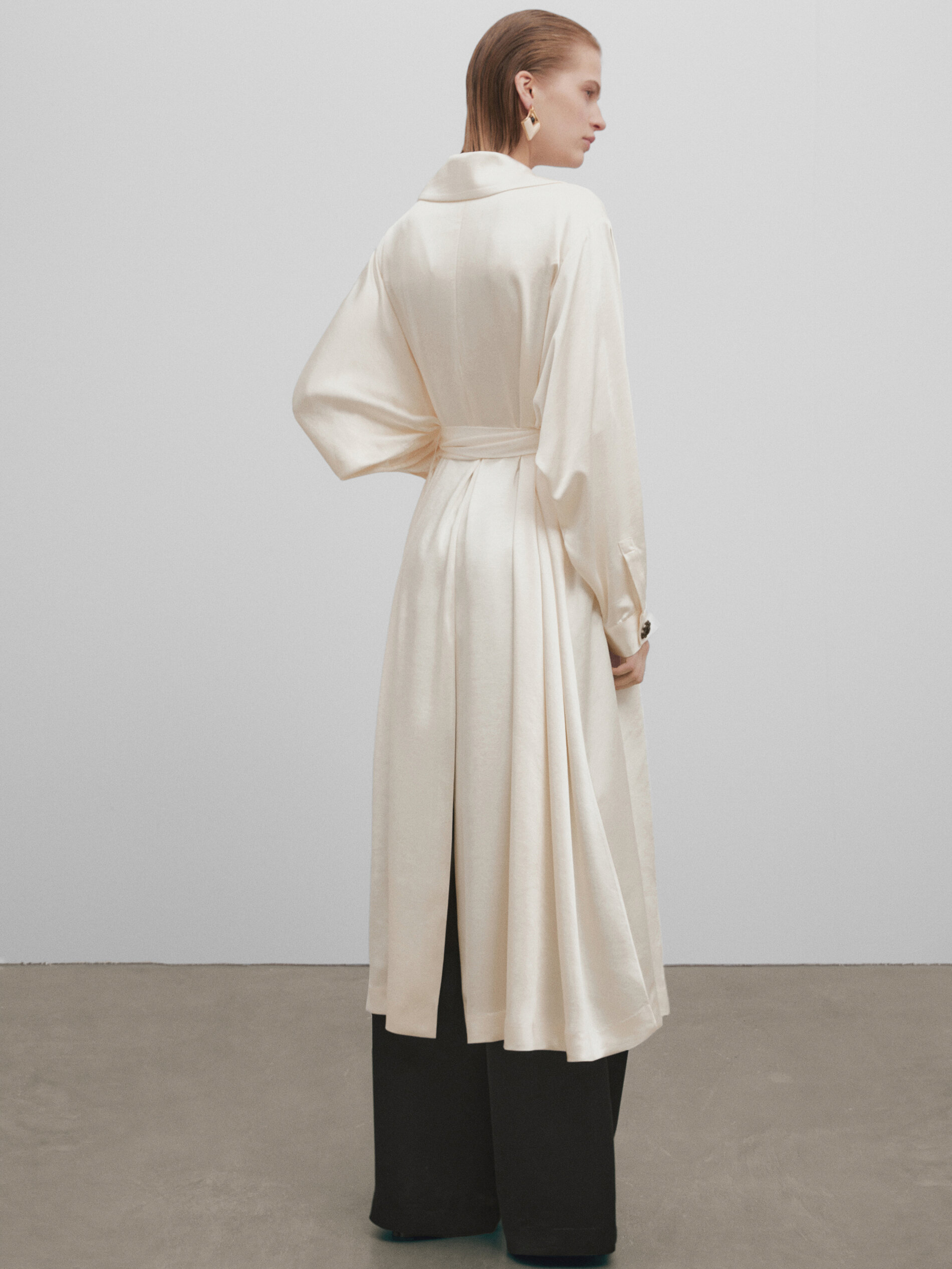 Long satin deals trench coat