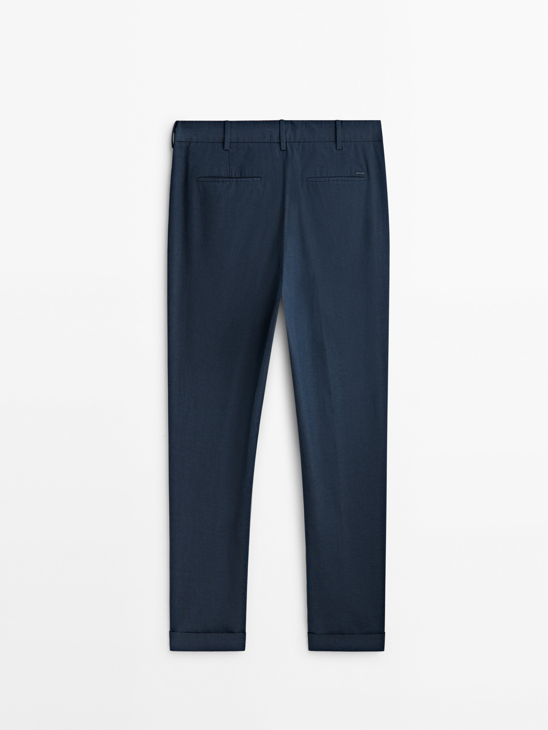 Sojanya (Since 1958) Men's Cotton Blend Dark Navy Blue Solid Trousers