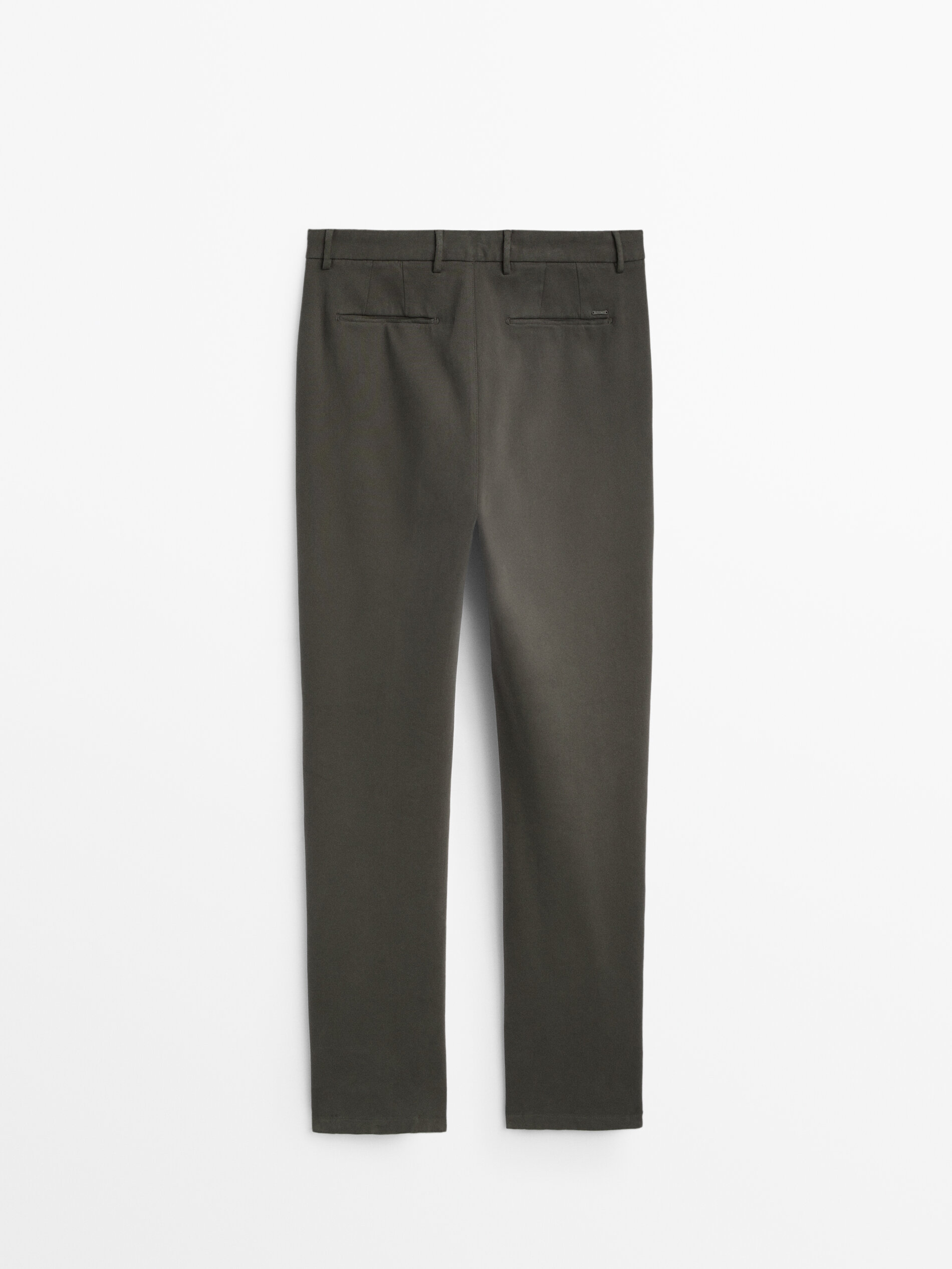 Slim fit tricotine chino trousers Khaki Beige Navy Blue