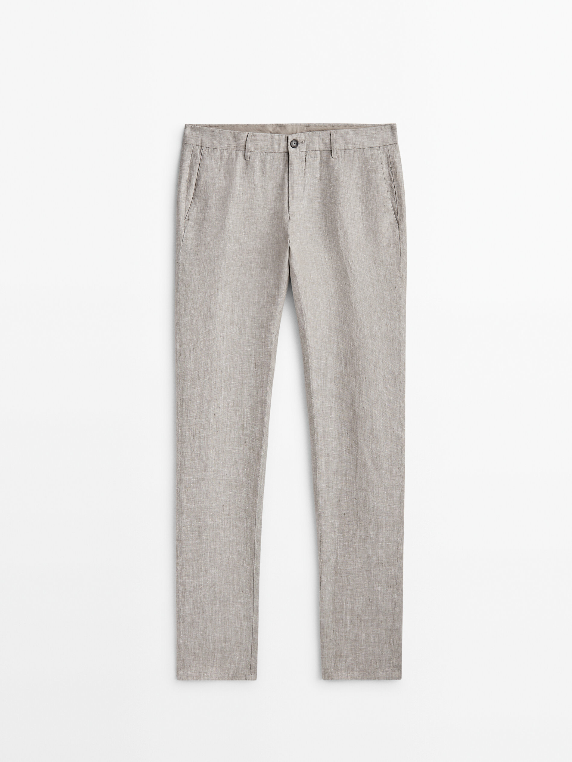 Pantal n chino 100 lino tapered fit Beige Azul Marino Gris