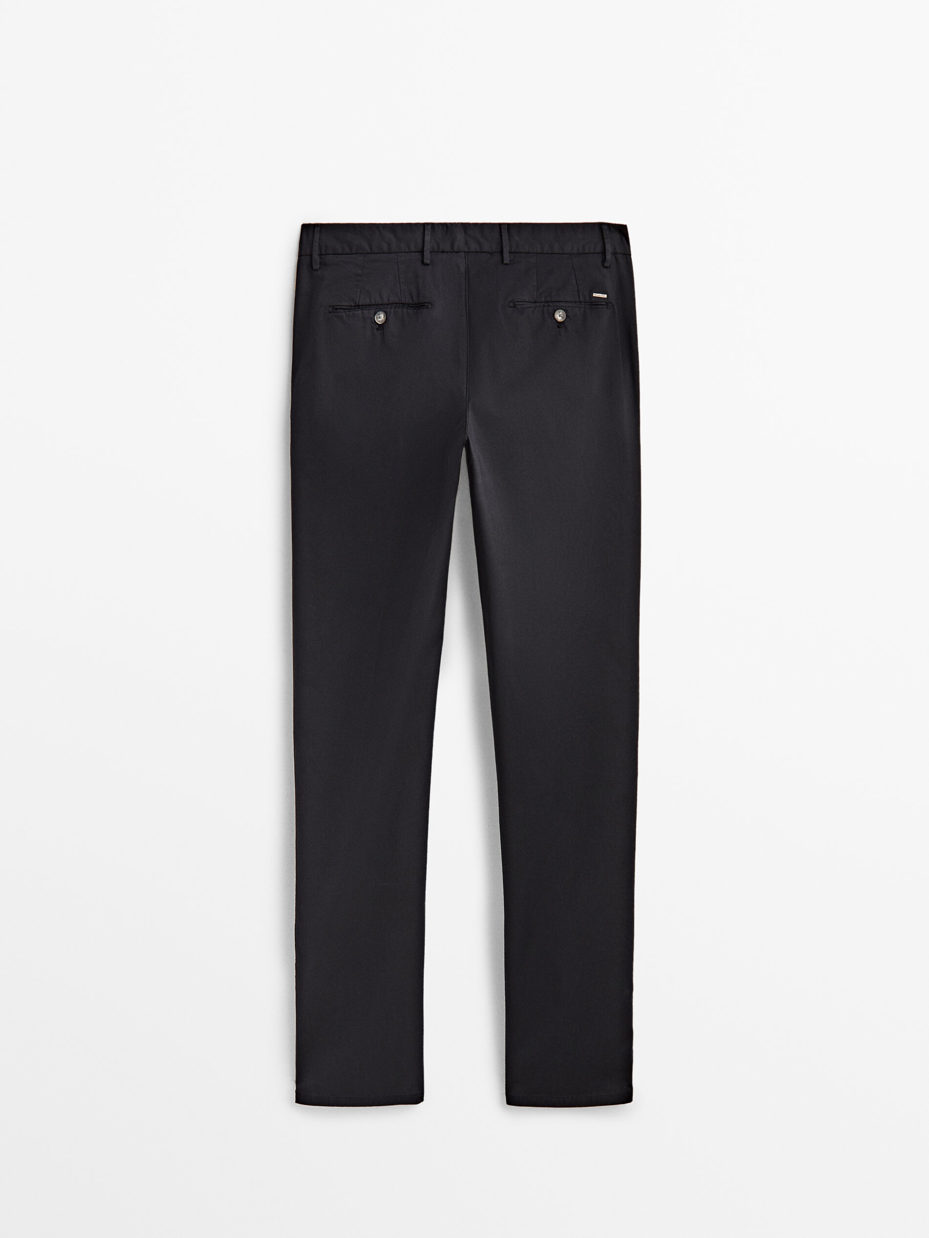 Slim fit cotton blend chino trousers · Navy Blue, Khaki, Beige