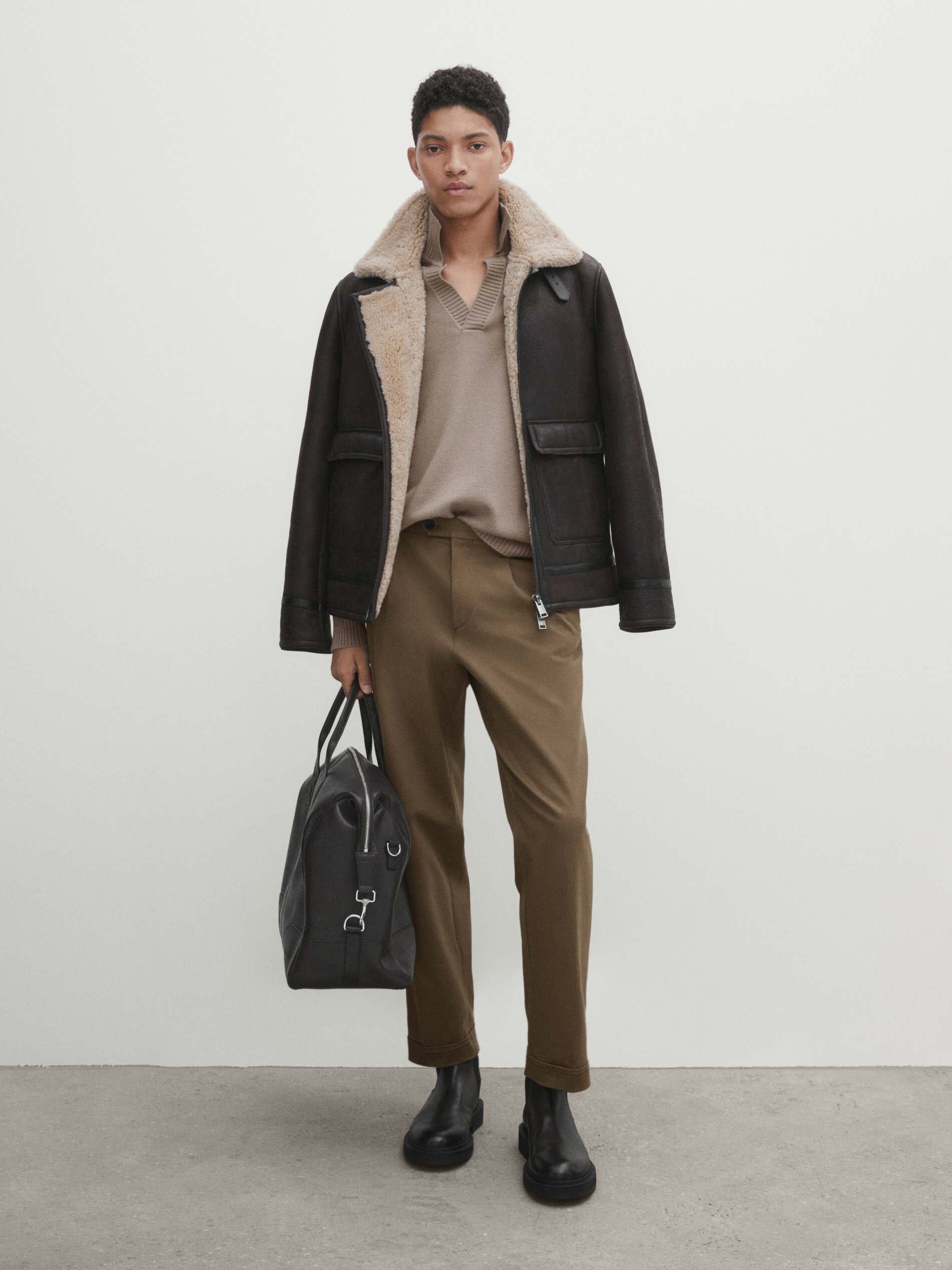 Massimo dutti shearling jacket sale