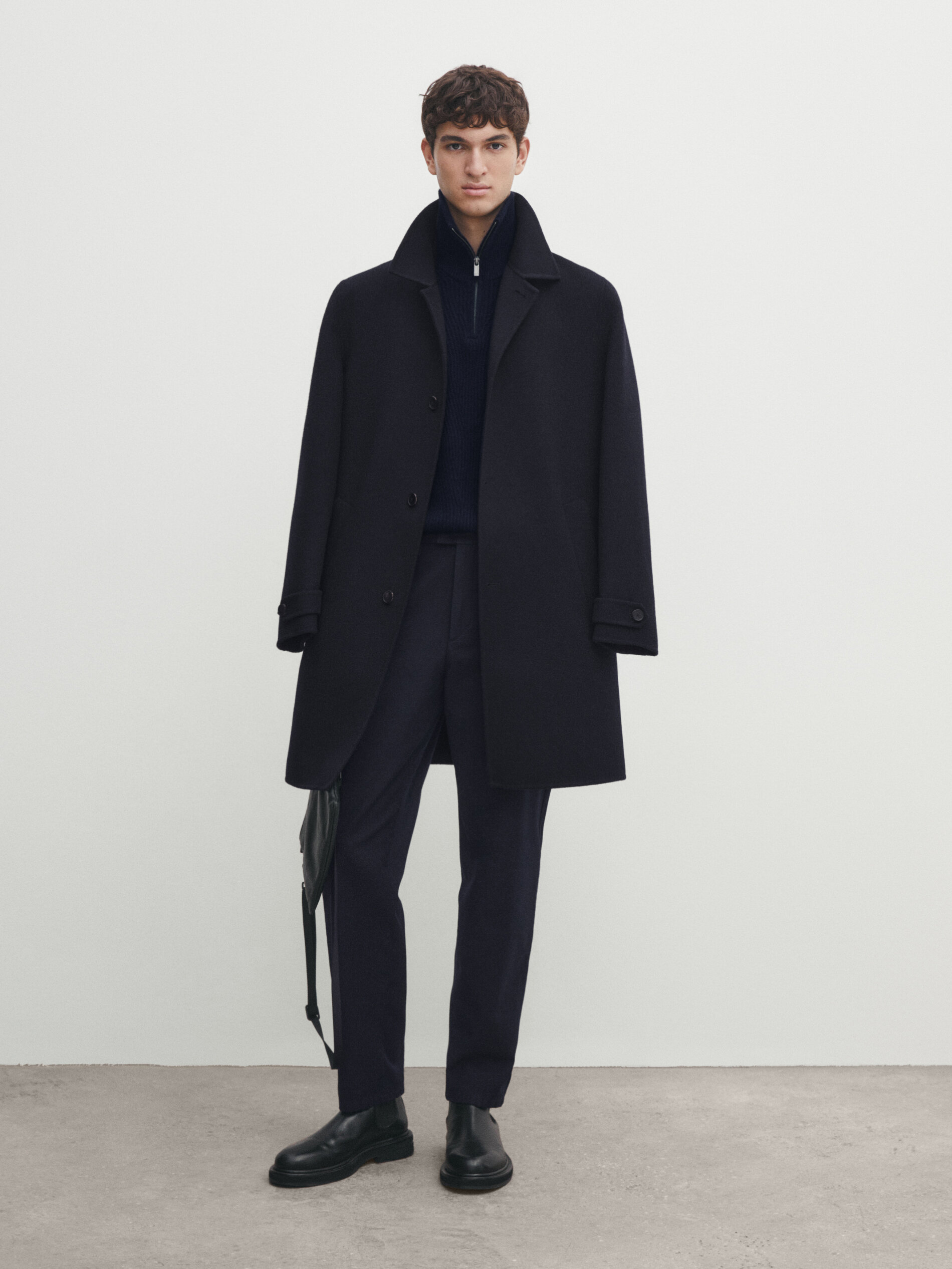 Relaxed fit chino trousers Navy Blue Black Dressy Massimo Dutti
