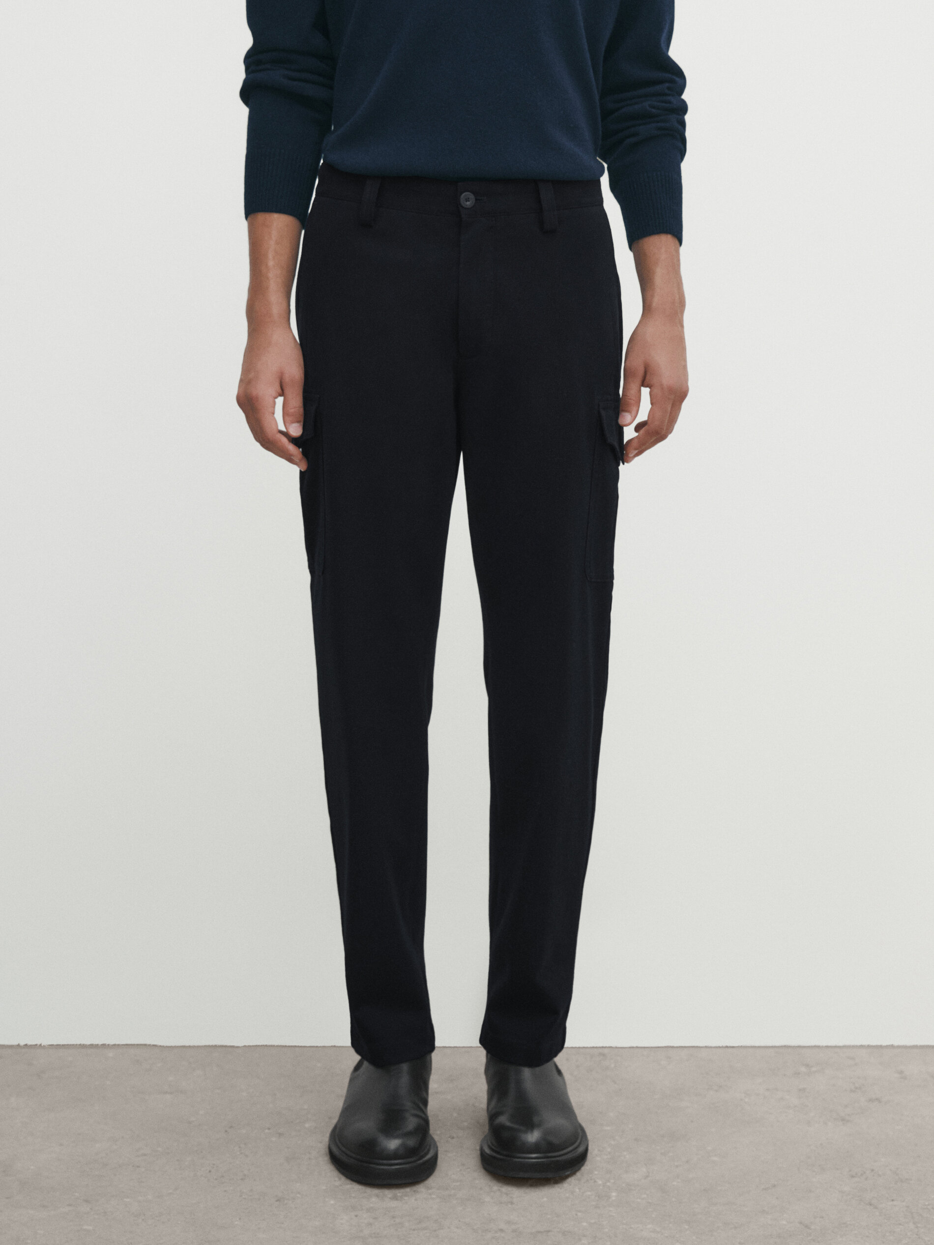 Cool wool co ord trousers · Navy Blue · Dressy | Massimo Dutti