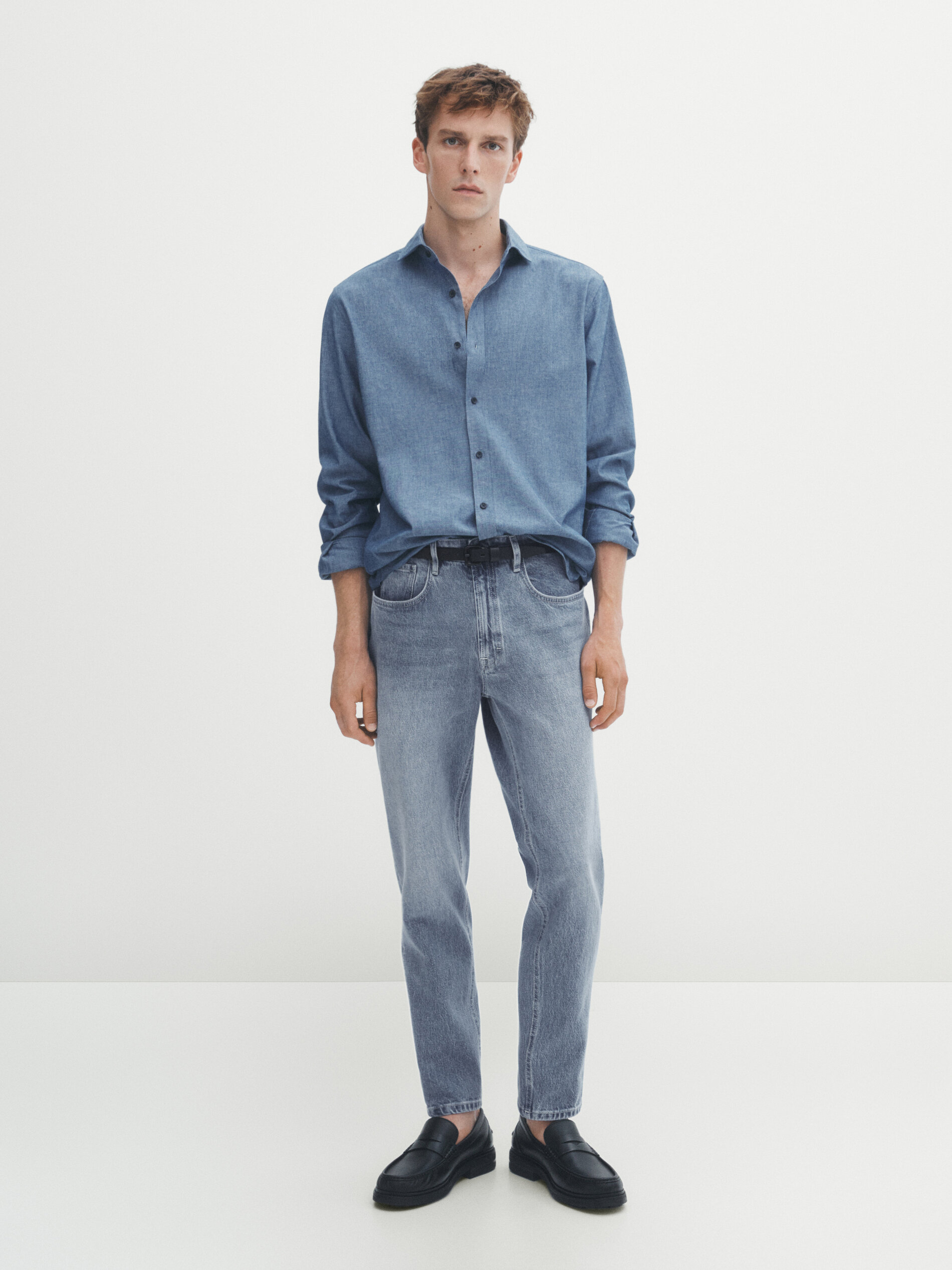 Bleached relaxed fit jeans · Indigo · Dressy | Massimo Dutti