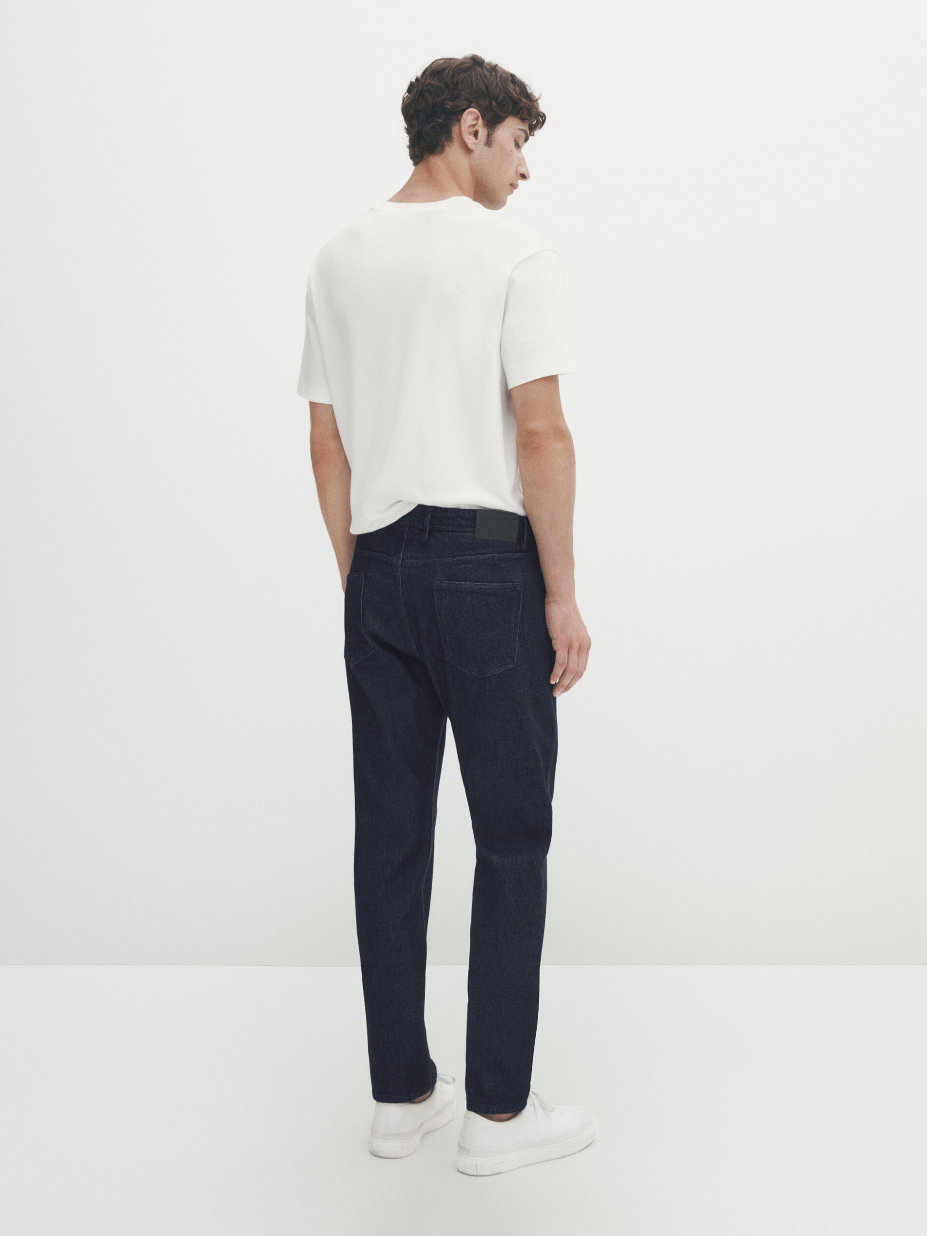 Slim fit rinse wash jeans Indigo Dressy Massimo Dutti