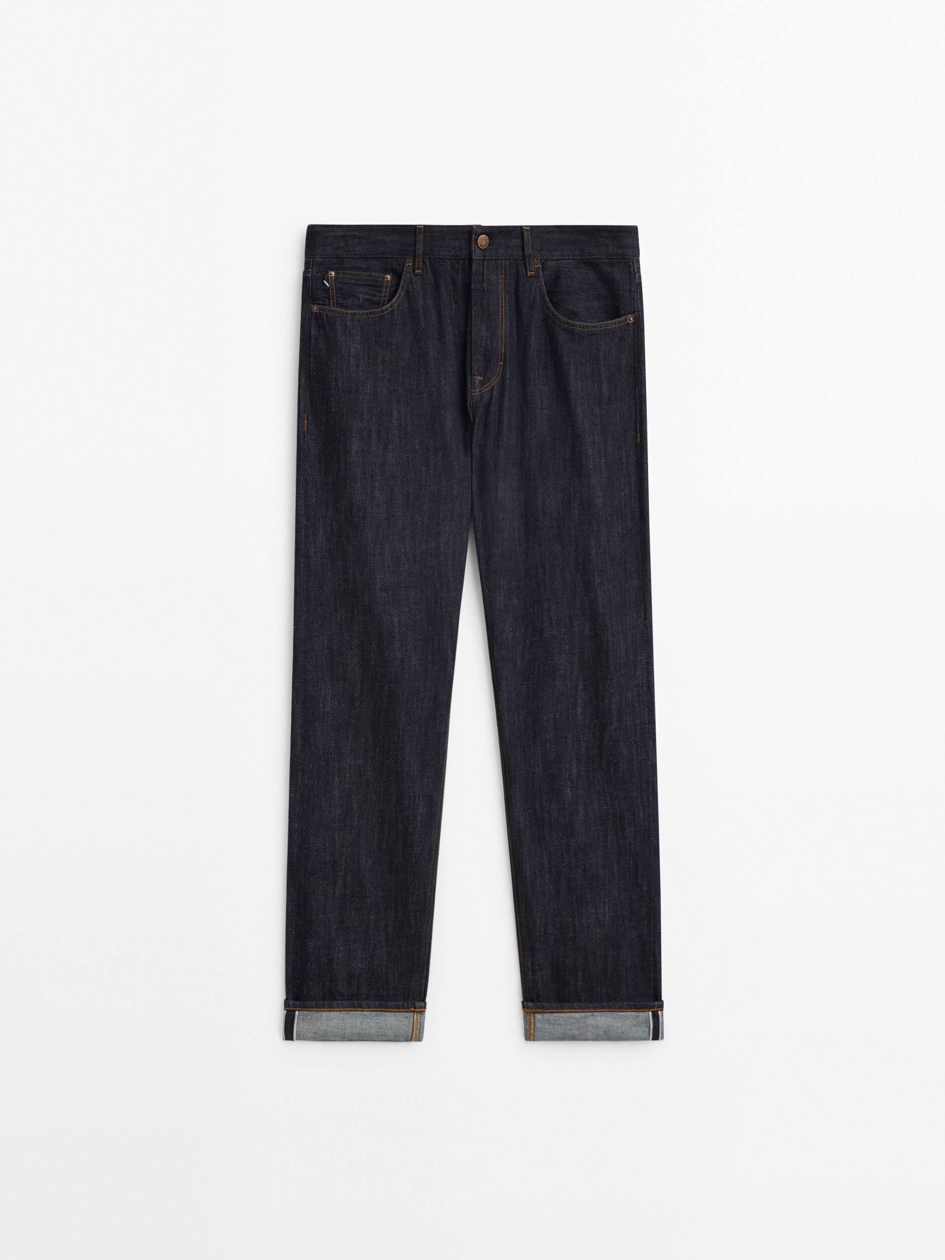 Relaxed fit selvedge jeans Indigo Dressy Massimo Dutti