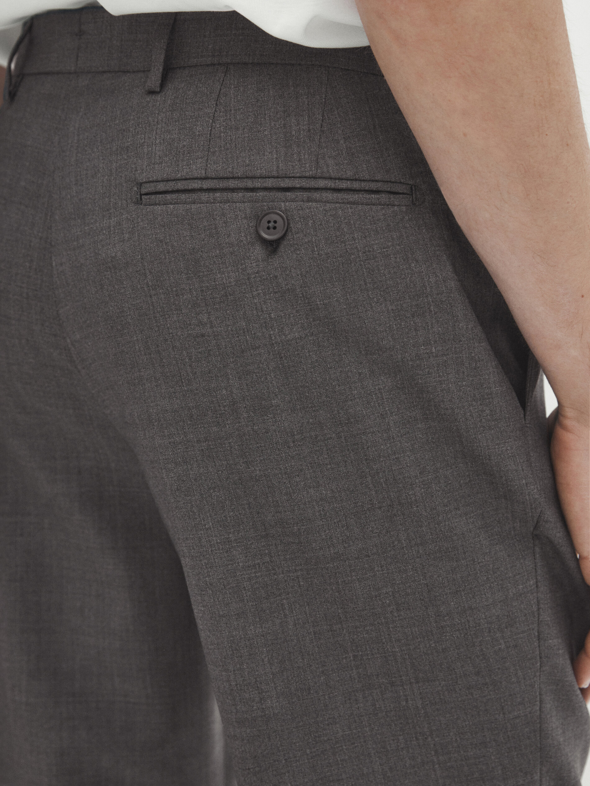 Grey bi stretch wool suit trousers Grey Marl Dressy Massimo