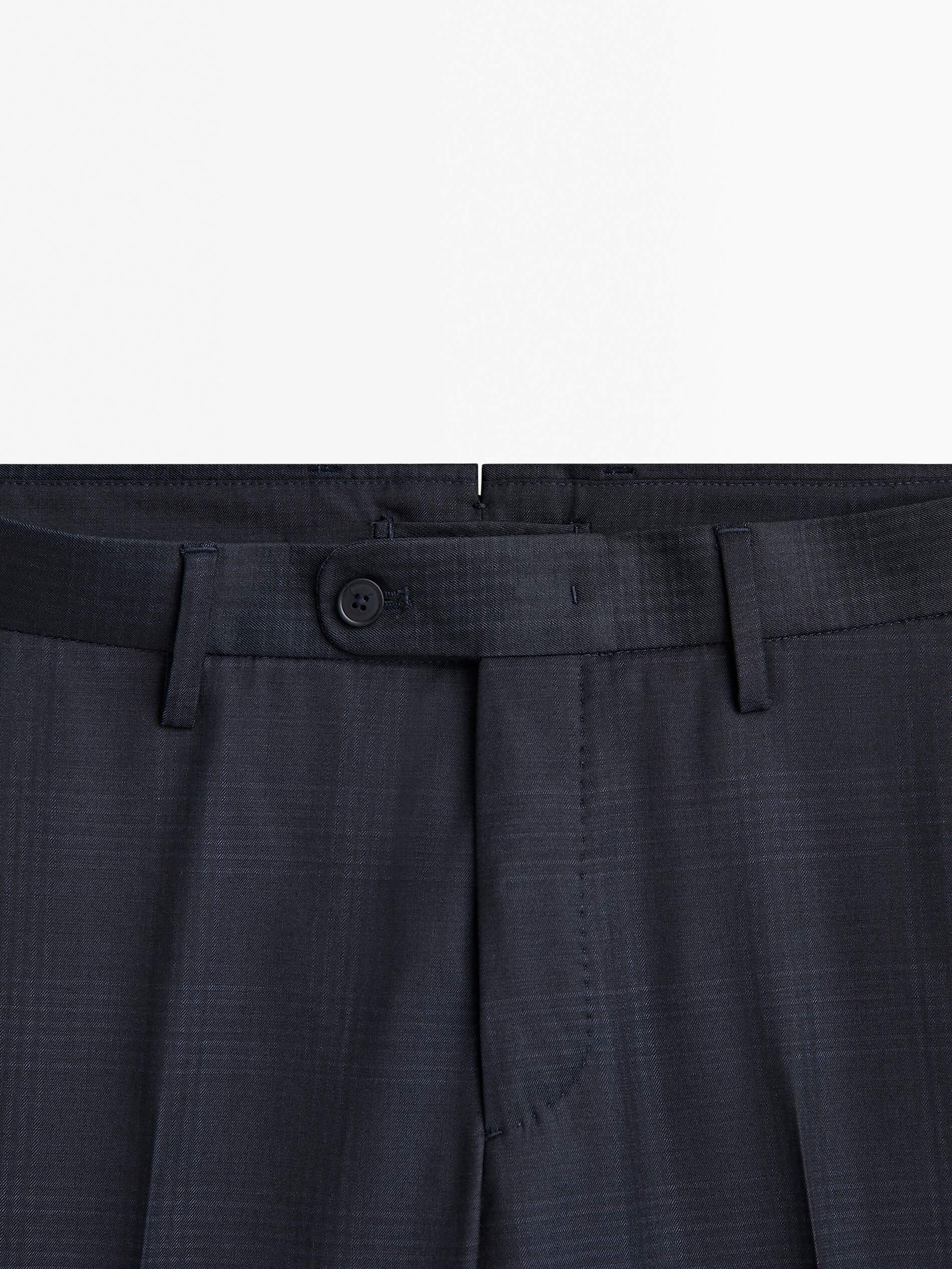 Navy blue check wool suit trousers Navy Blue Dressy Massimo