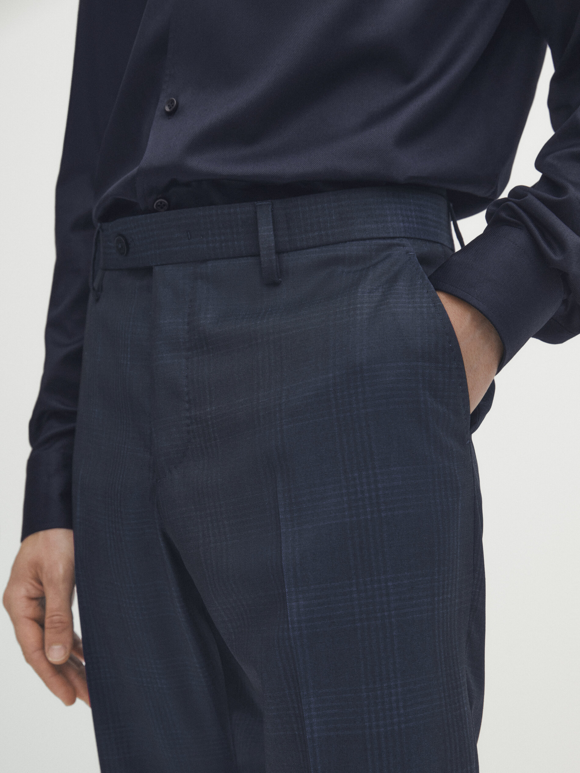 Gianni Feraud slim fit navy check suit trousers  ASOS