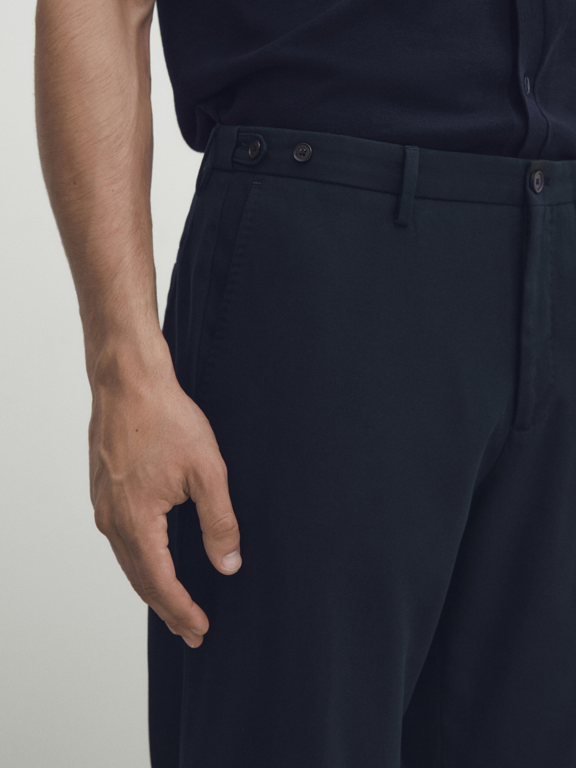 ELANHOOD BlueBrownCream Slim Fit Formal Trouser For Men
