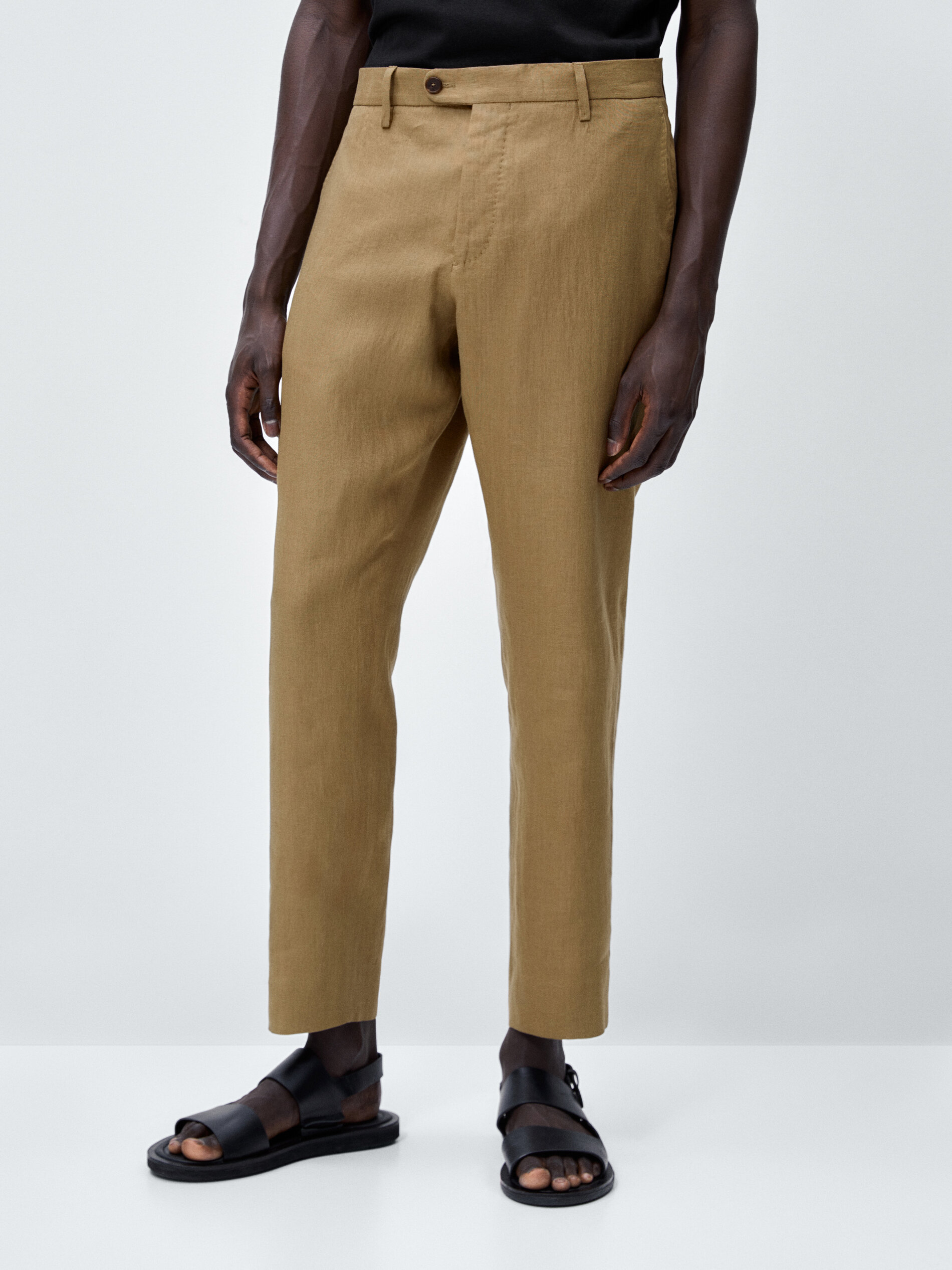 Elegant Massimo Dutti Linen Pants with Tie Belt