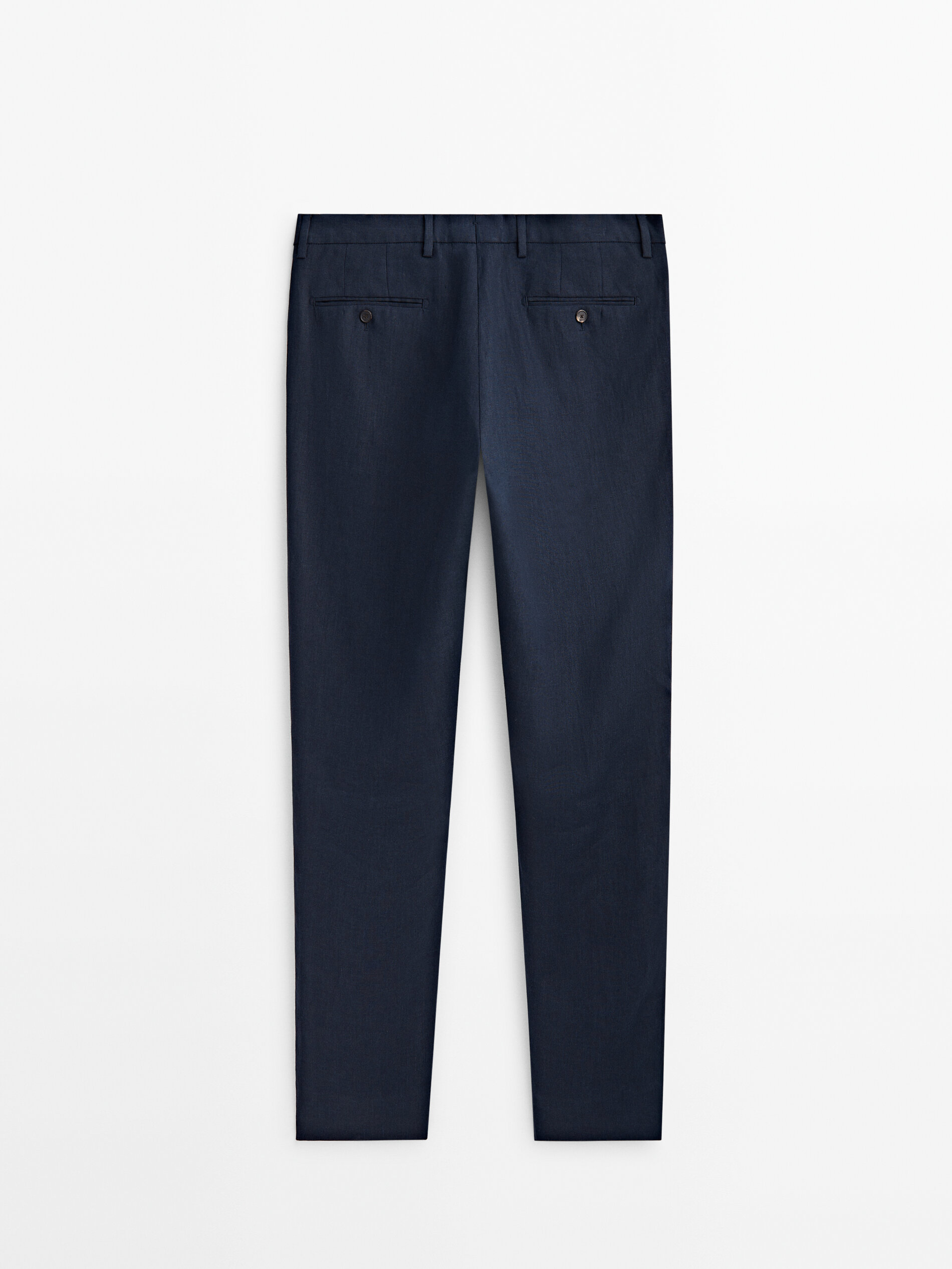 Pantal n traje azul marino 100 lino Azul Marino Vestir