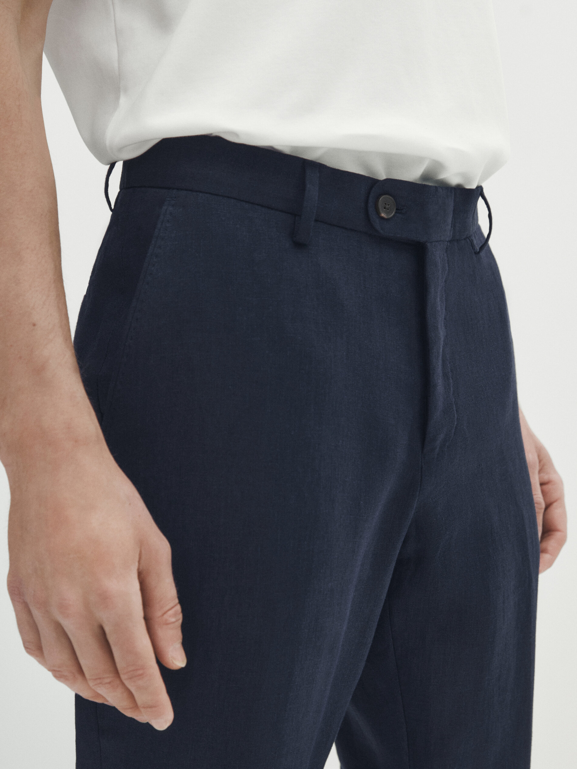 Pantalon lino hombre massimo dutti clearance