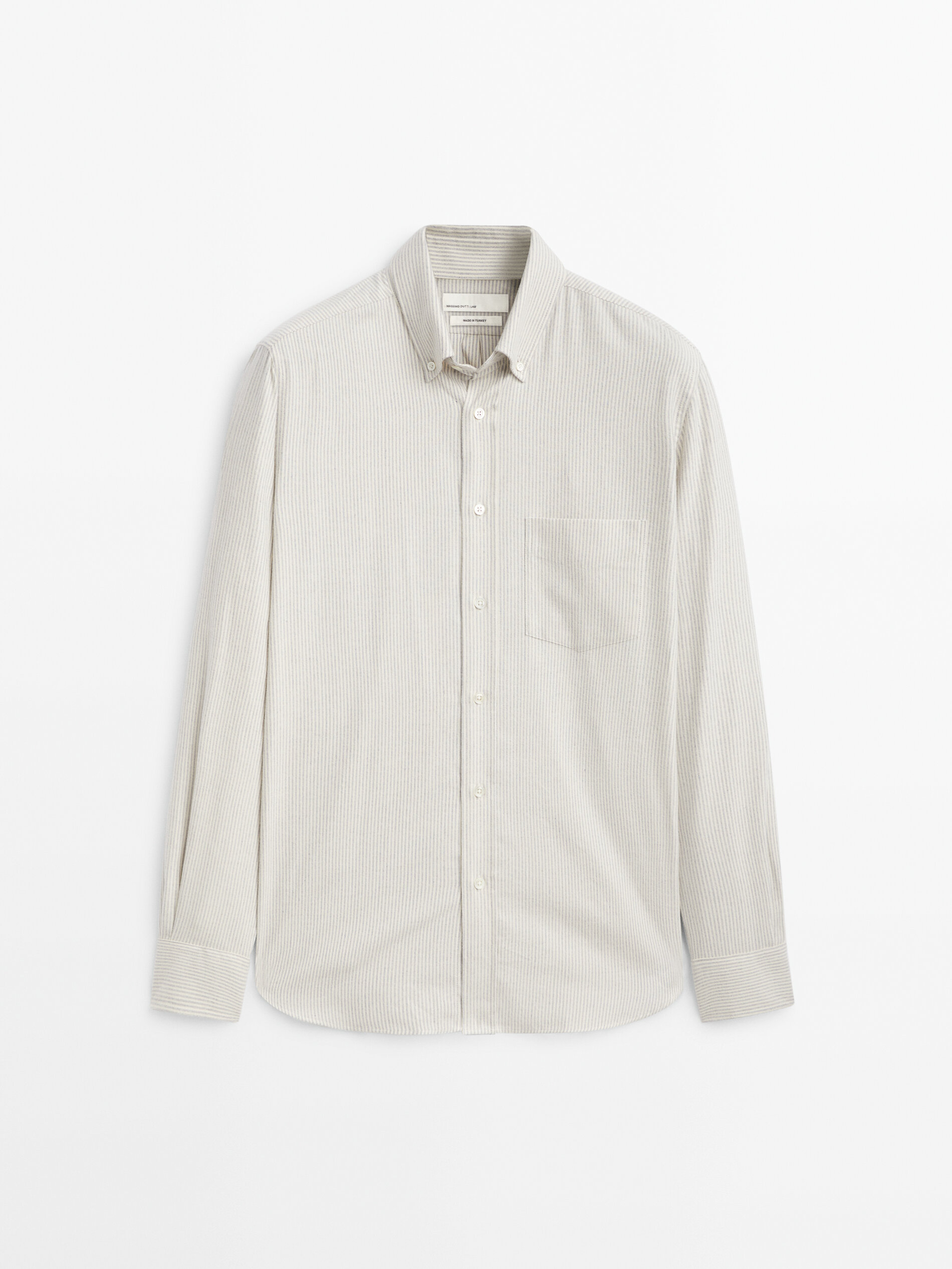 Chemise ray e en coton soft regular fit Bleu Clair Beige