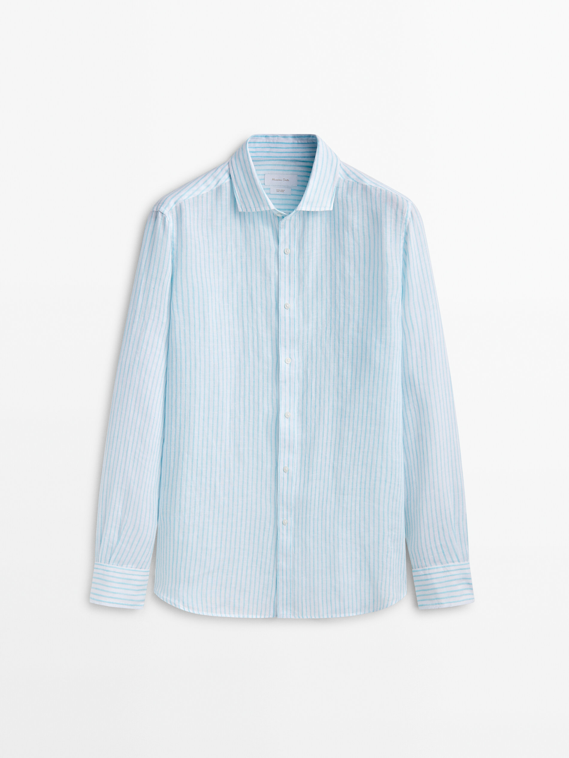 Camicia a righe 100 lino slim fit