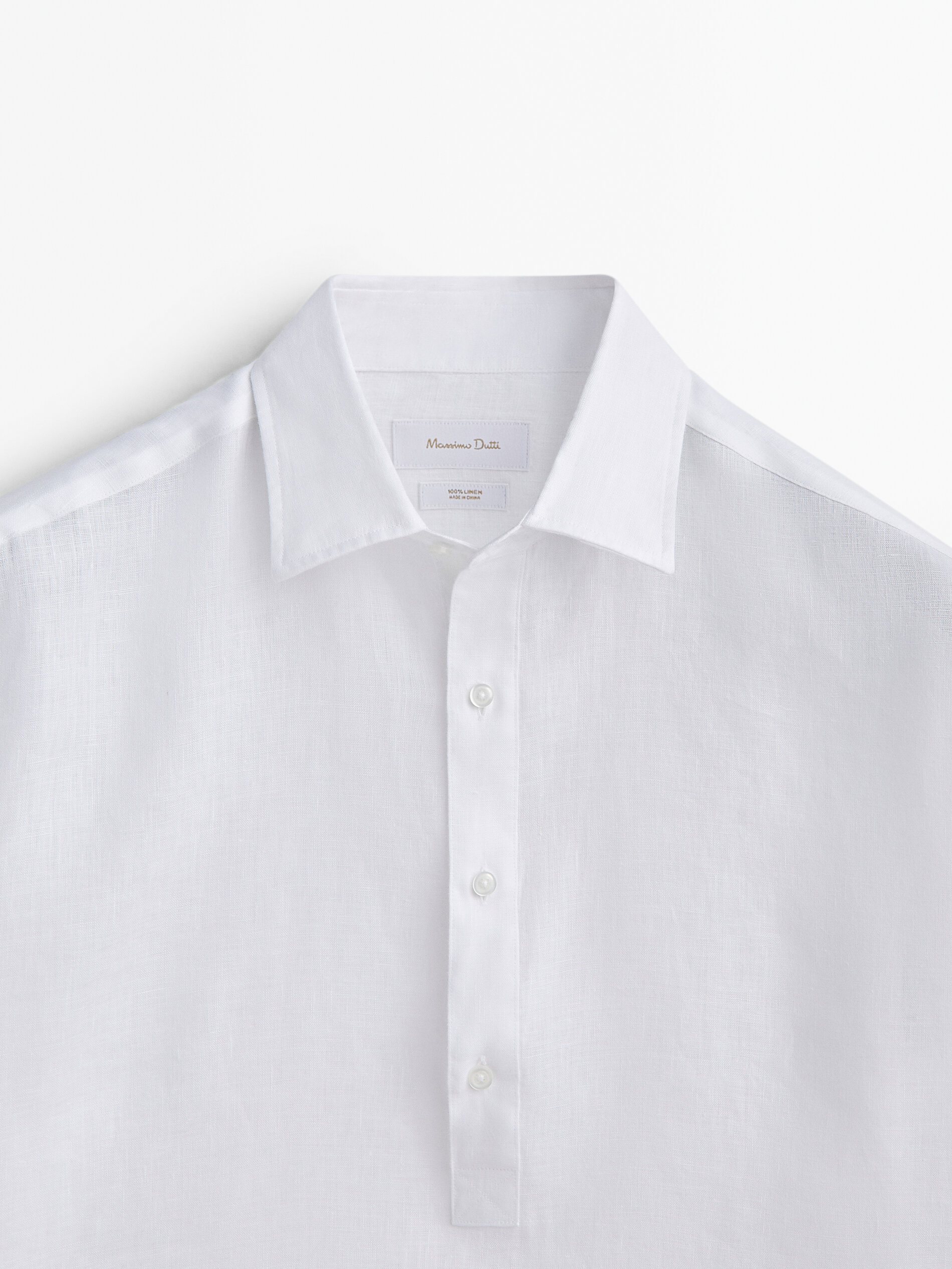 100 linen polo collar shirt White Sky Blue Dark Green Orange