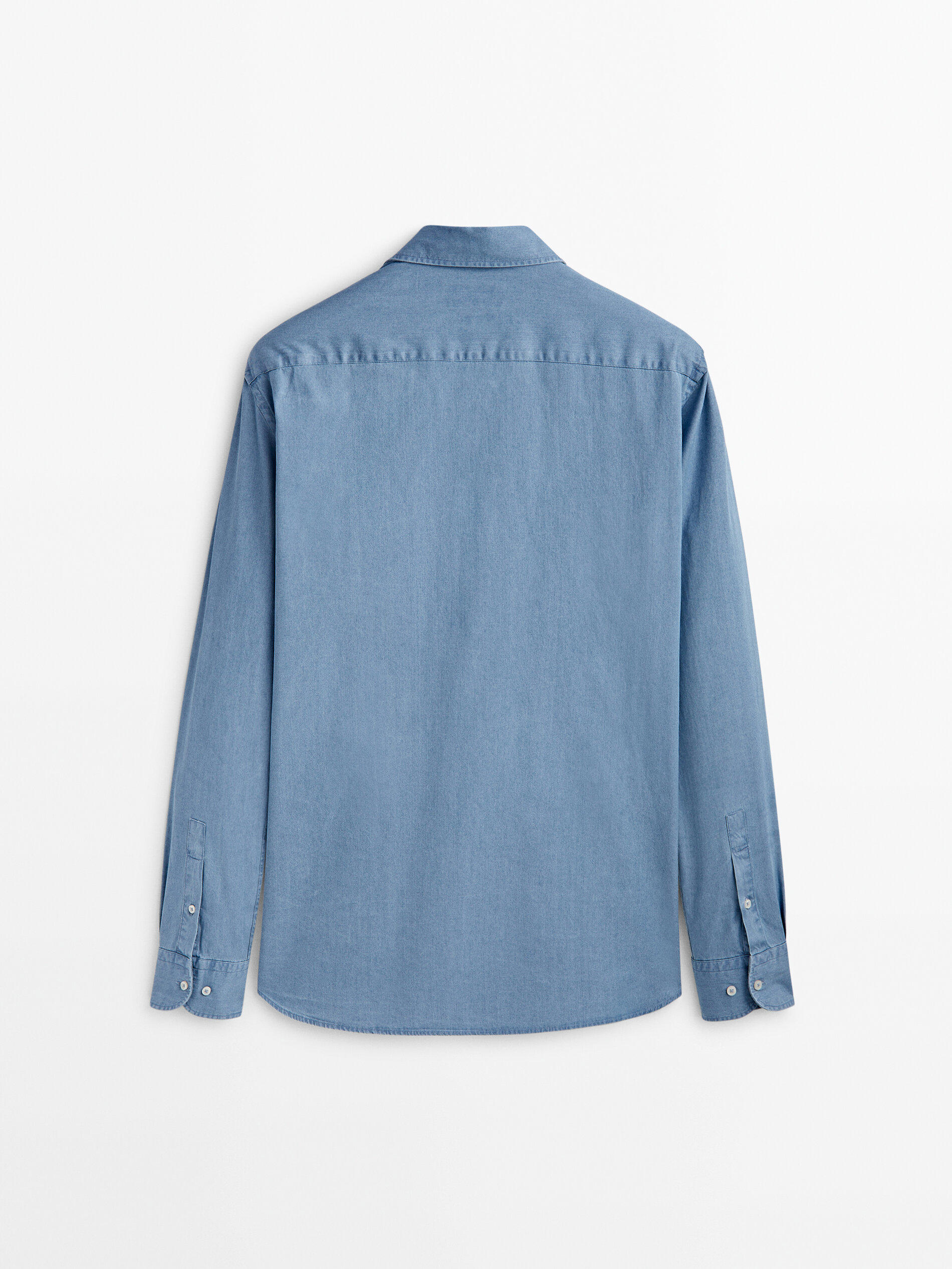 Camisa denim bleach wash regular fit Indigo Camisas Massimo