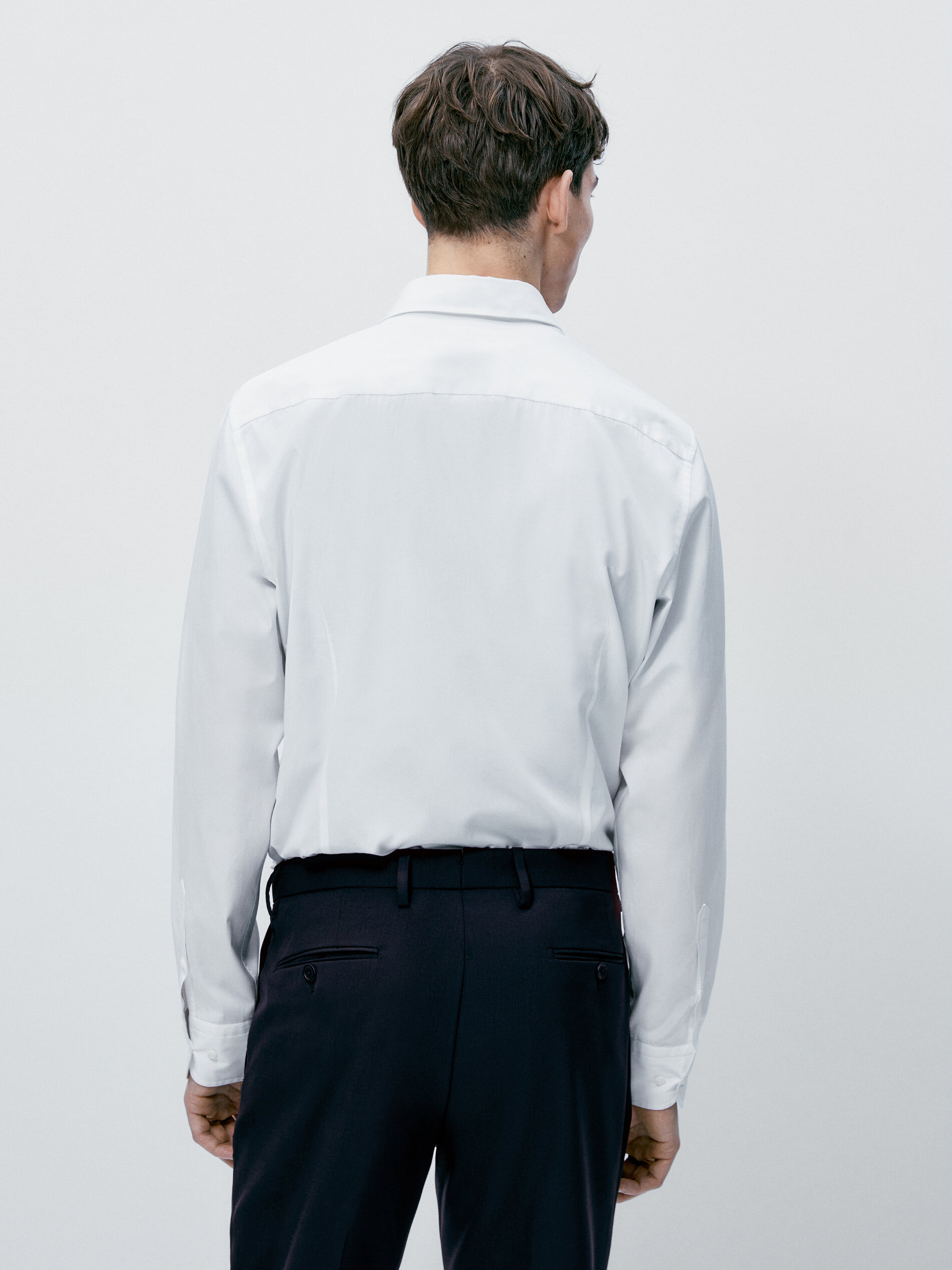 Slim fit cotton poplin shirt · White · Shirts | Massimo Dutti
