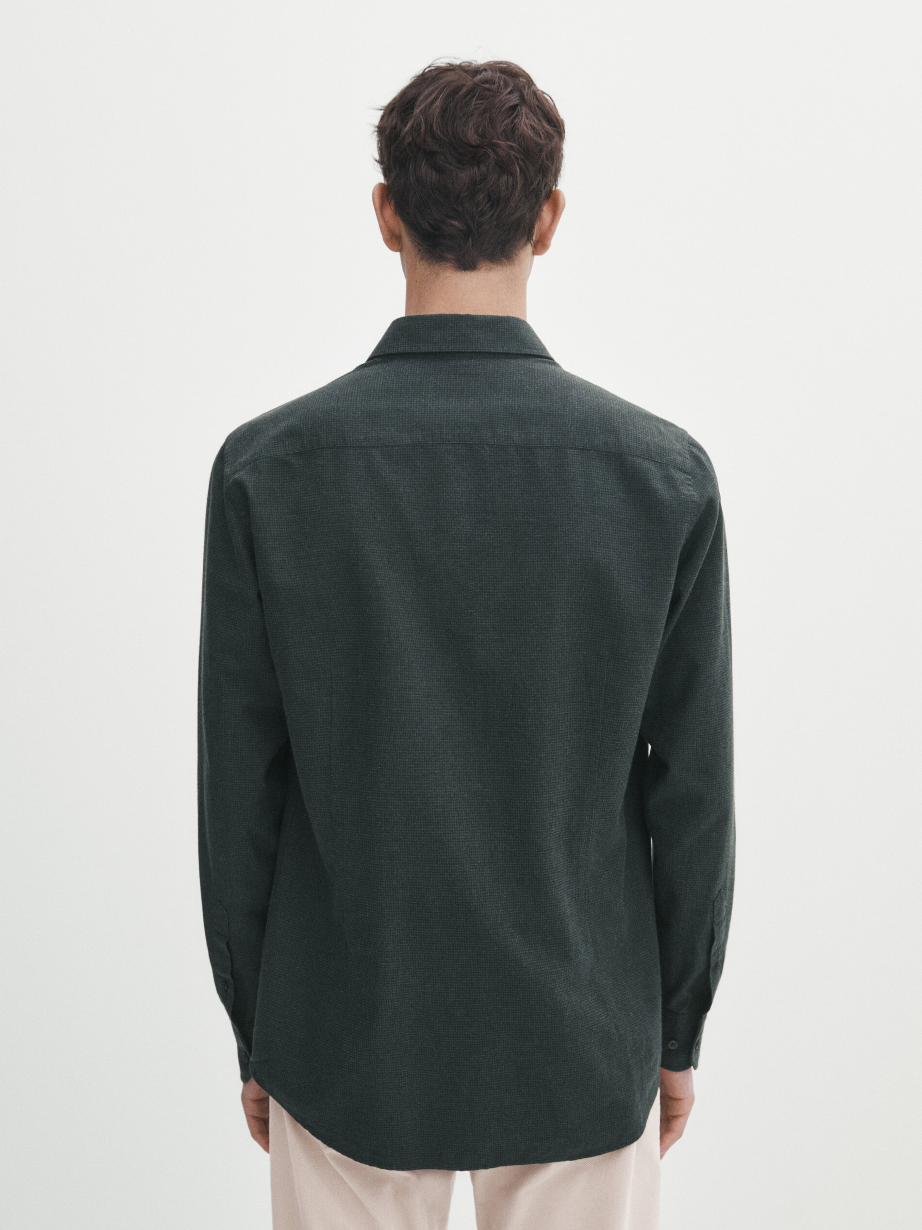 Camicia m lange micro pied de poule slim fit Verde Bottiglia