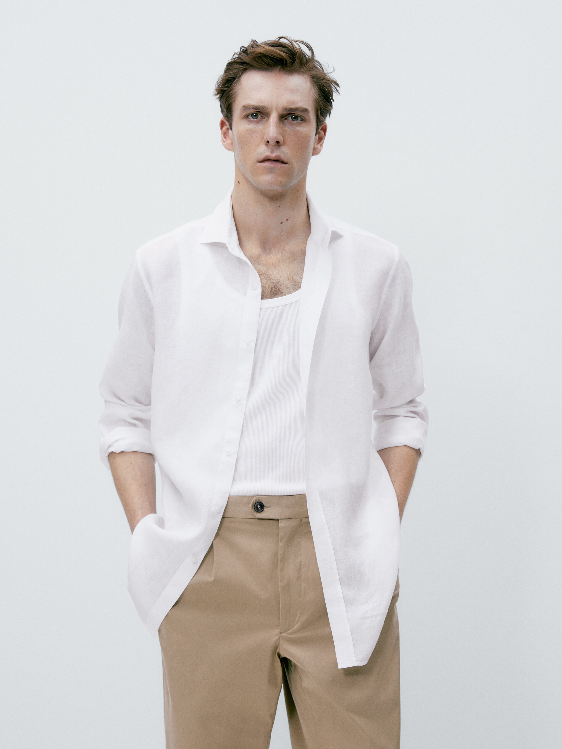 Camisa lino store massimo dutti hombre