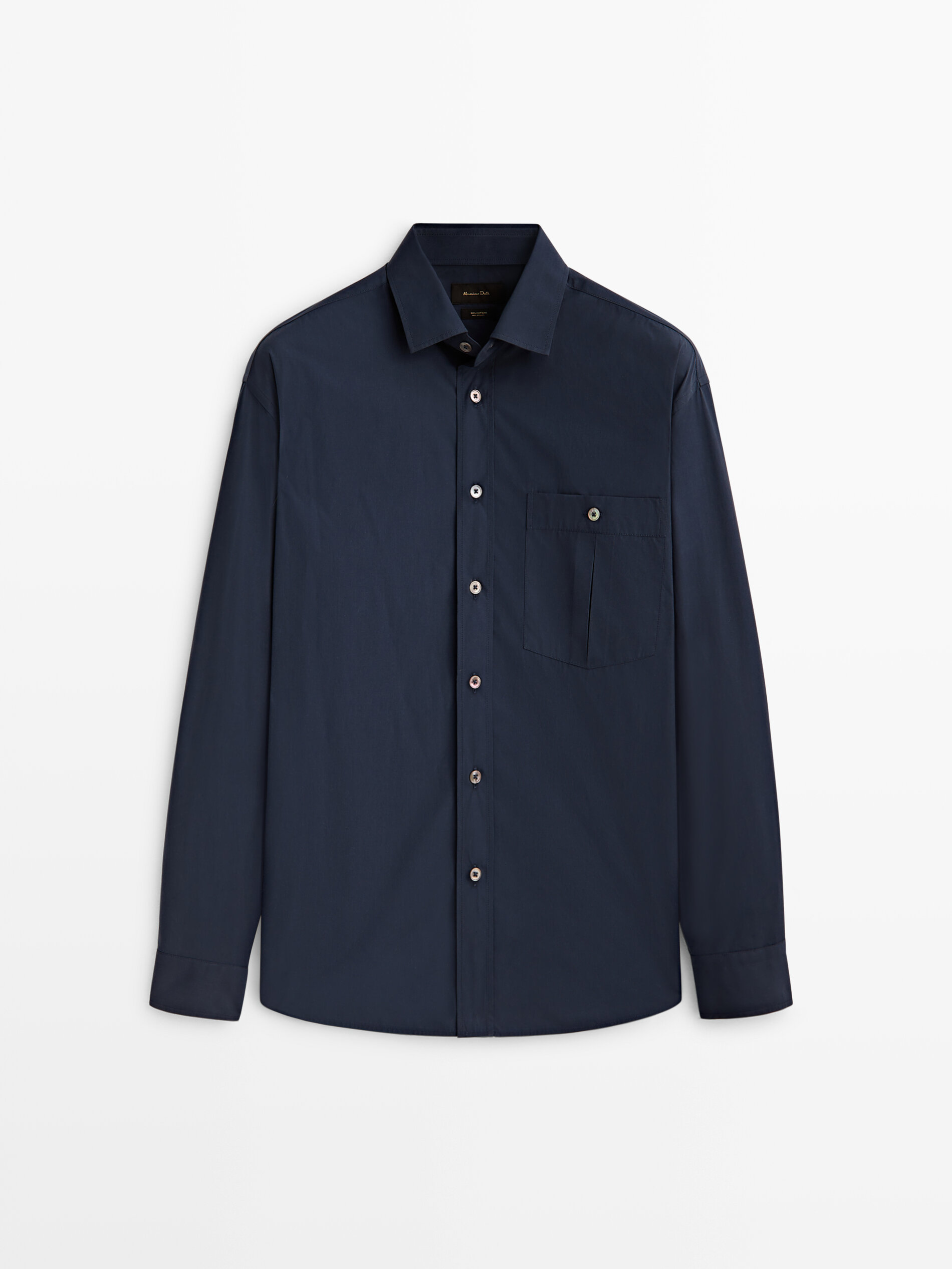 Camisa popel n bolsillo relaxed fit Azul Marino Color Piedra