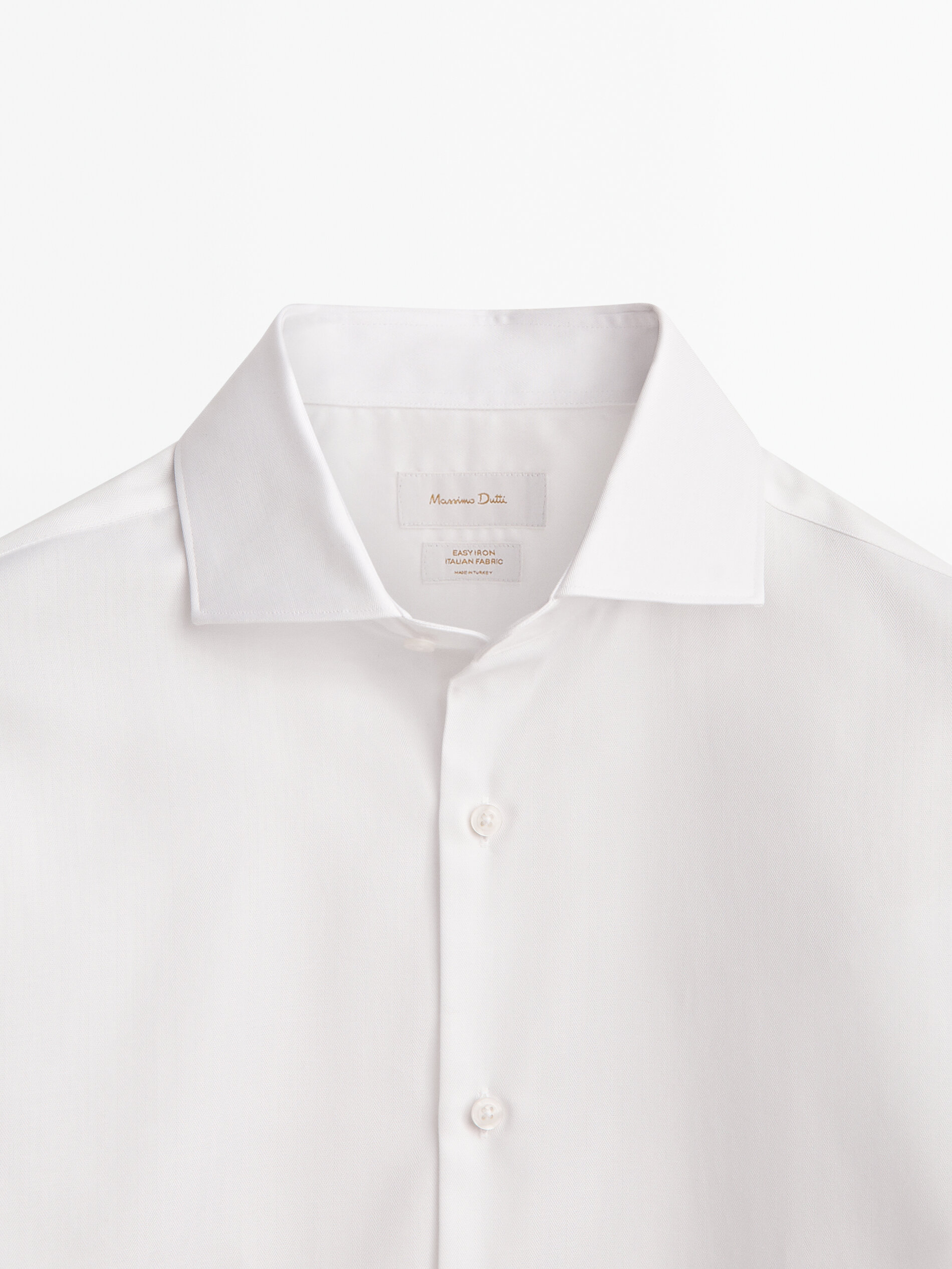 Chemise chevrons coupe droite double manchette Blanc Celeste