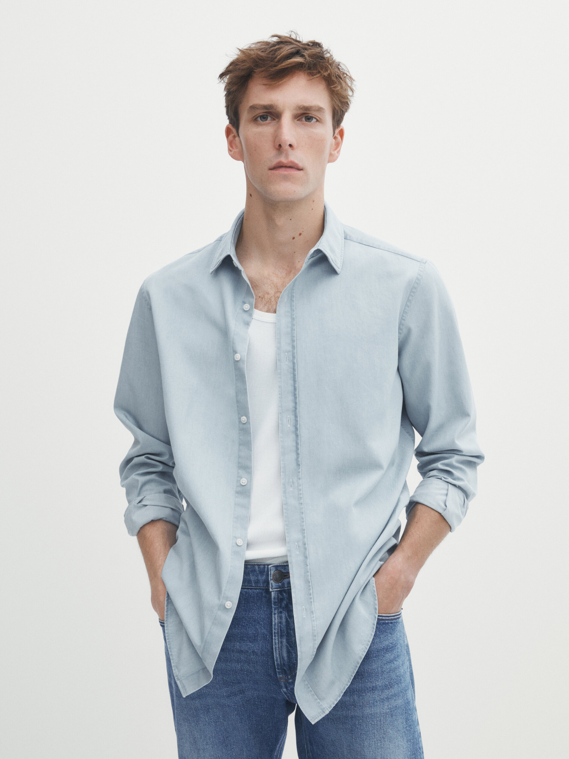 Chemise jean blanche clearance