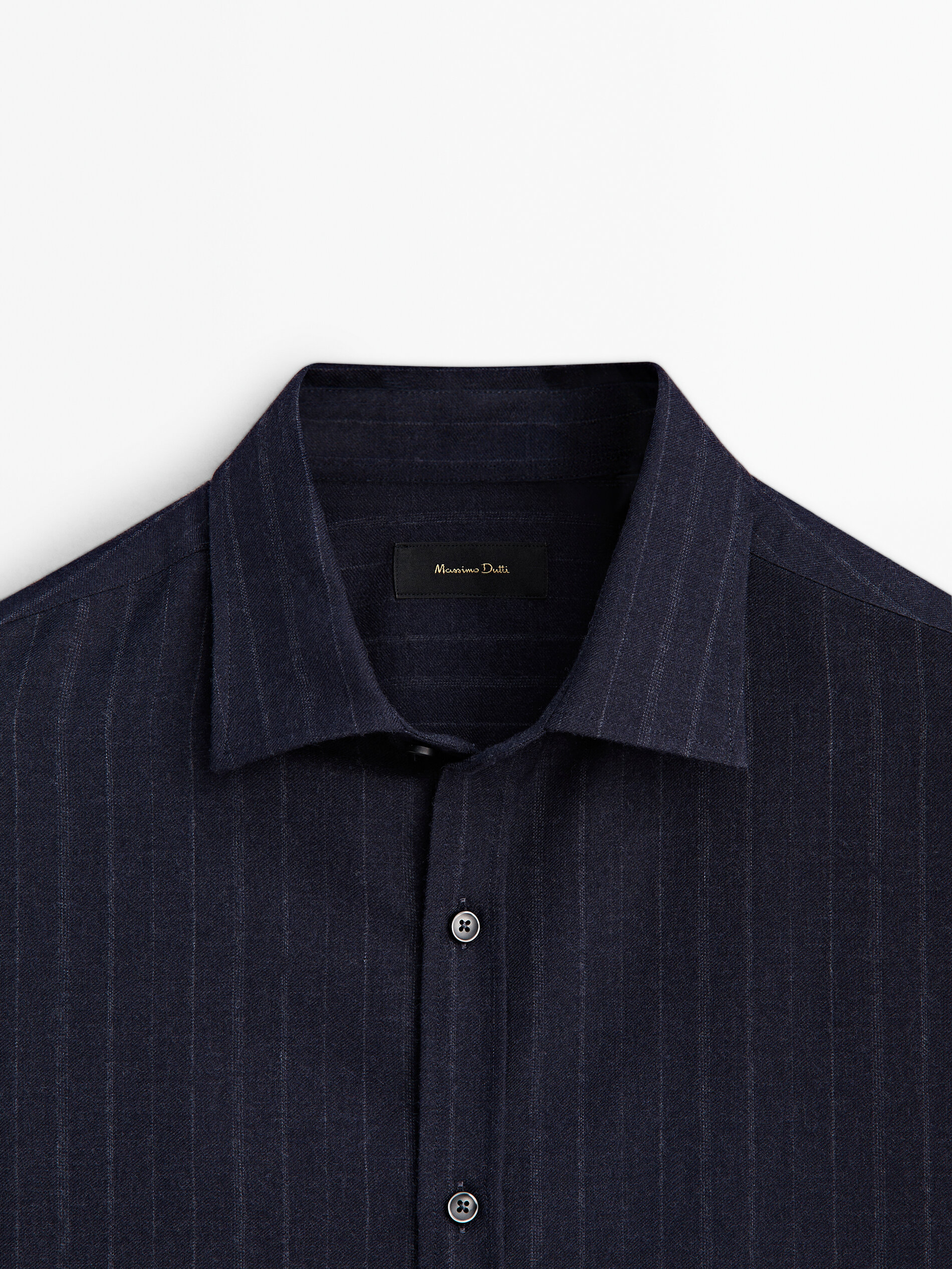 Navy blue striped dress shirt hot sale