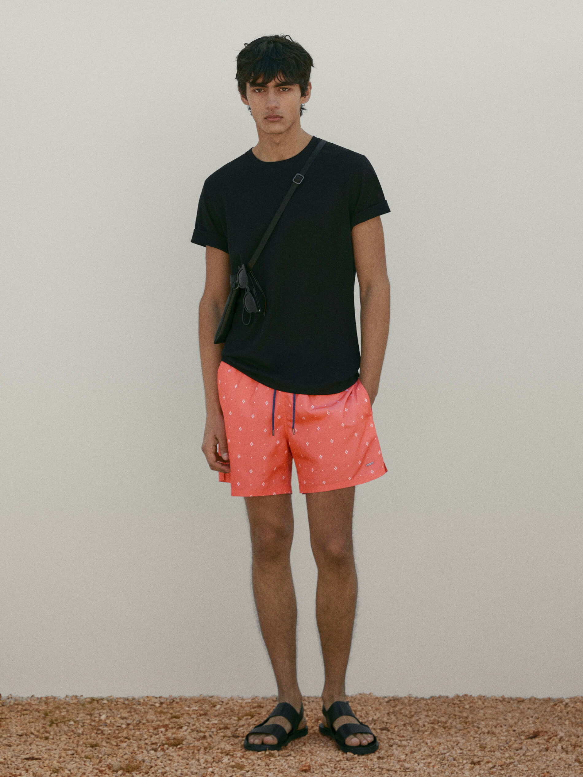 Diamond print swimming trunks