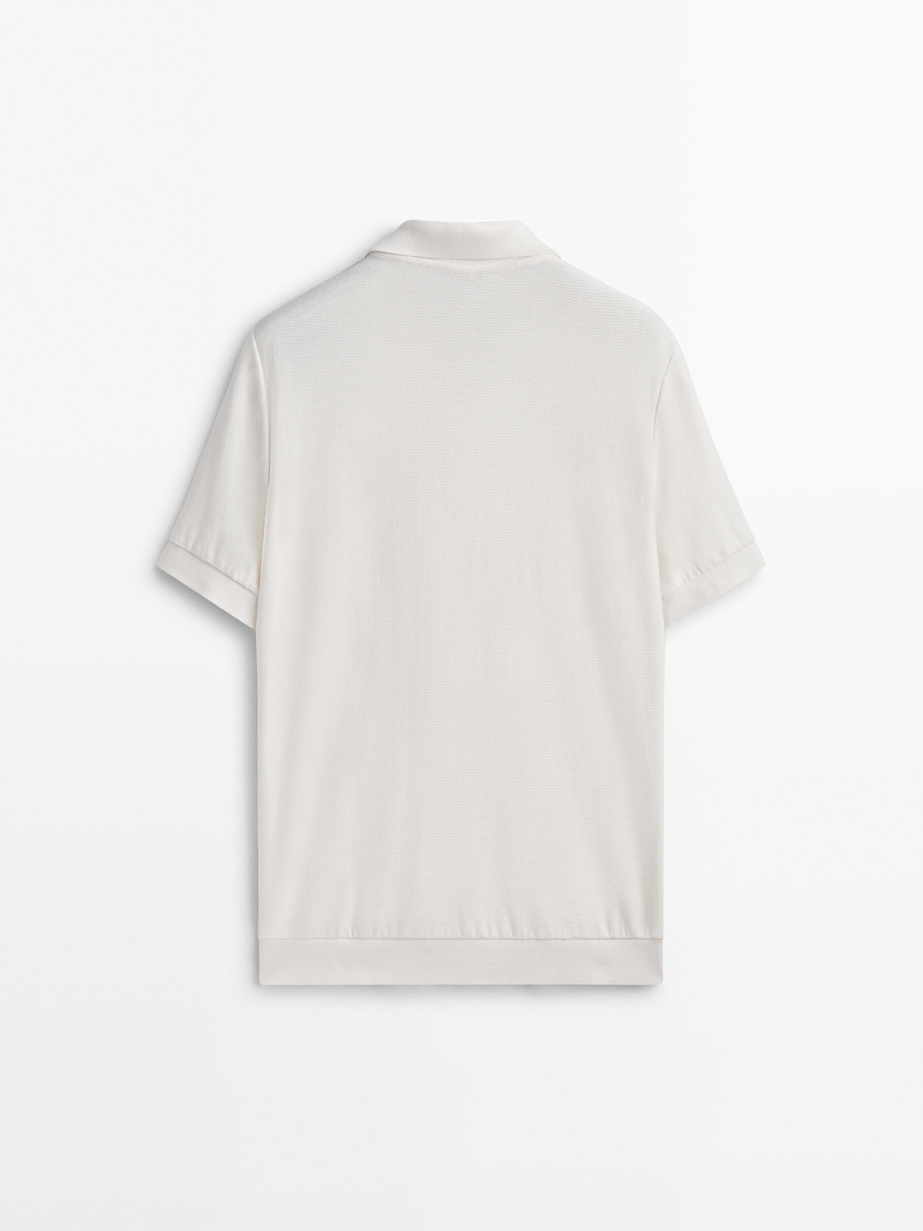 Textured short sleeve polo shirt Cream Black Polo Shirts And