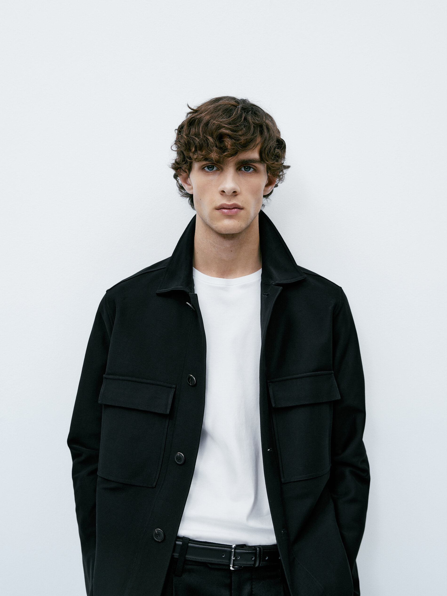 Cotton twill overshirt with pockets
