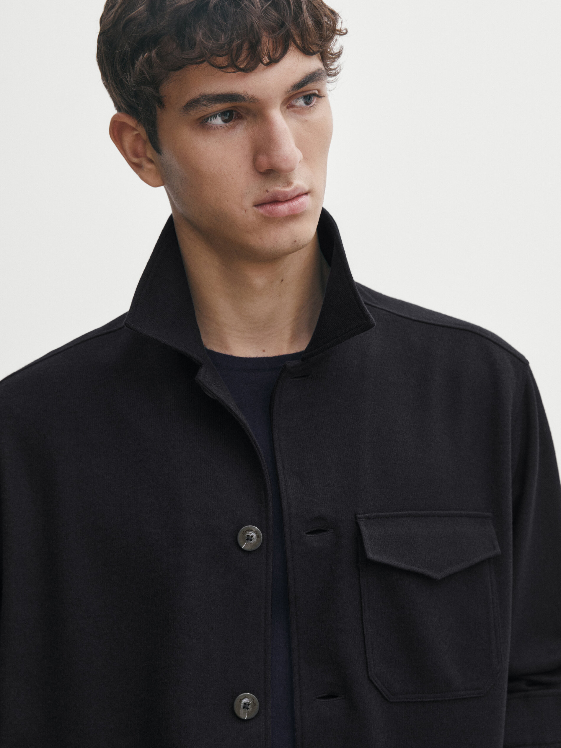 Overshirt with pockets Navy Blue Anthracite Grey Polo Shirts
