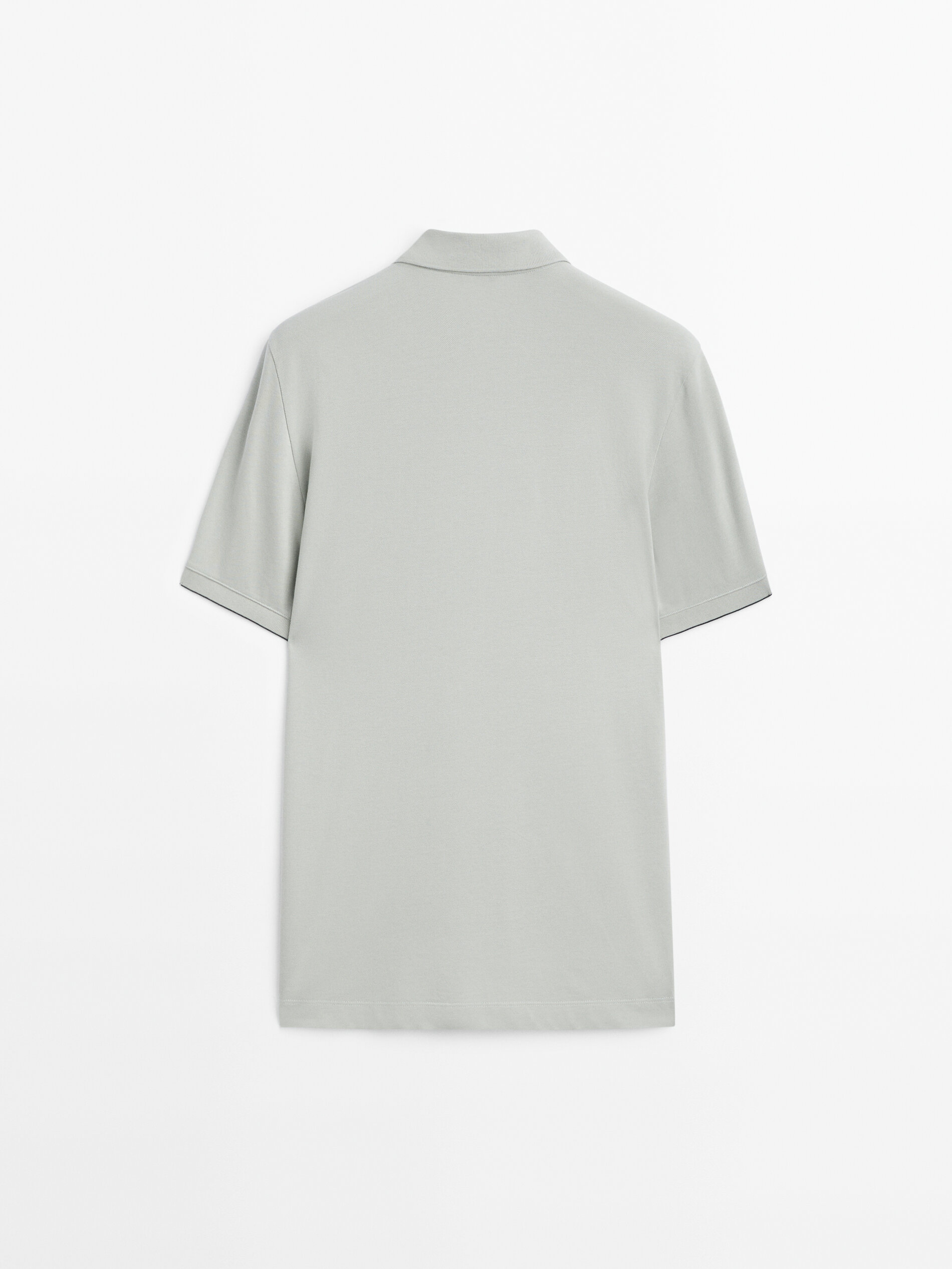 Piqu cotton polo shirt with contrast sleeves