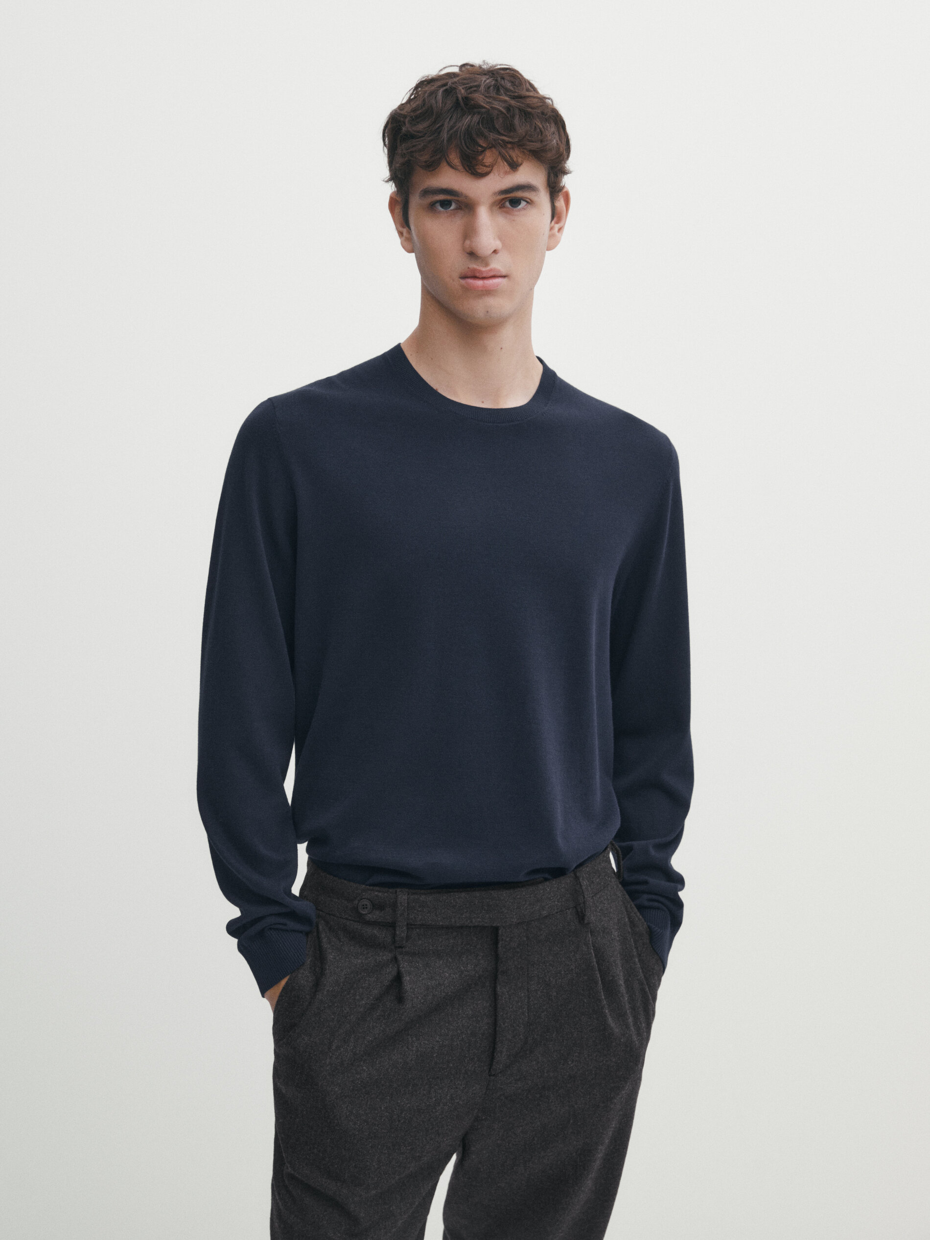Mens cotton on sale crew neck sweaters