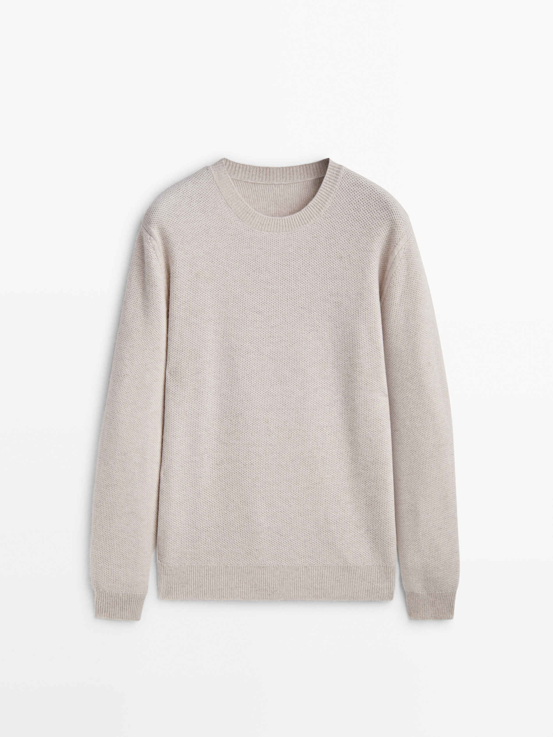 Wool blend smocked knit sweater