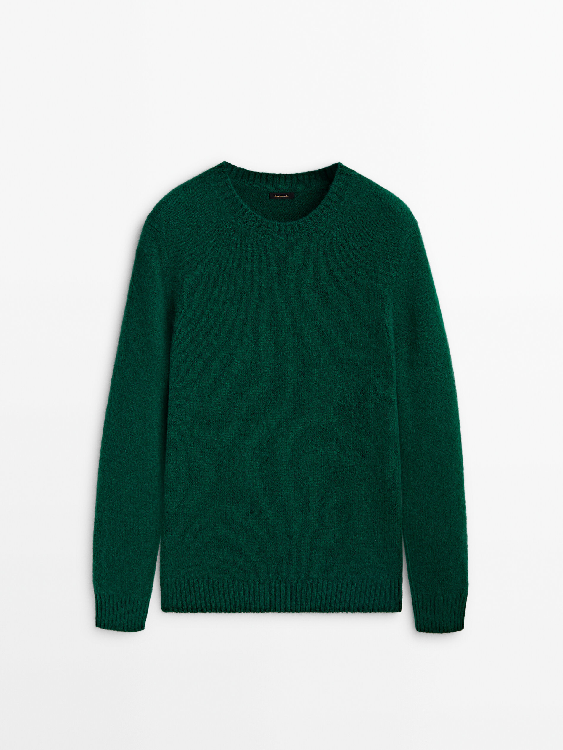 Ribbed finish crew neck knit sweater