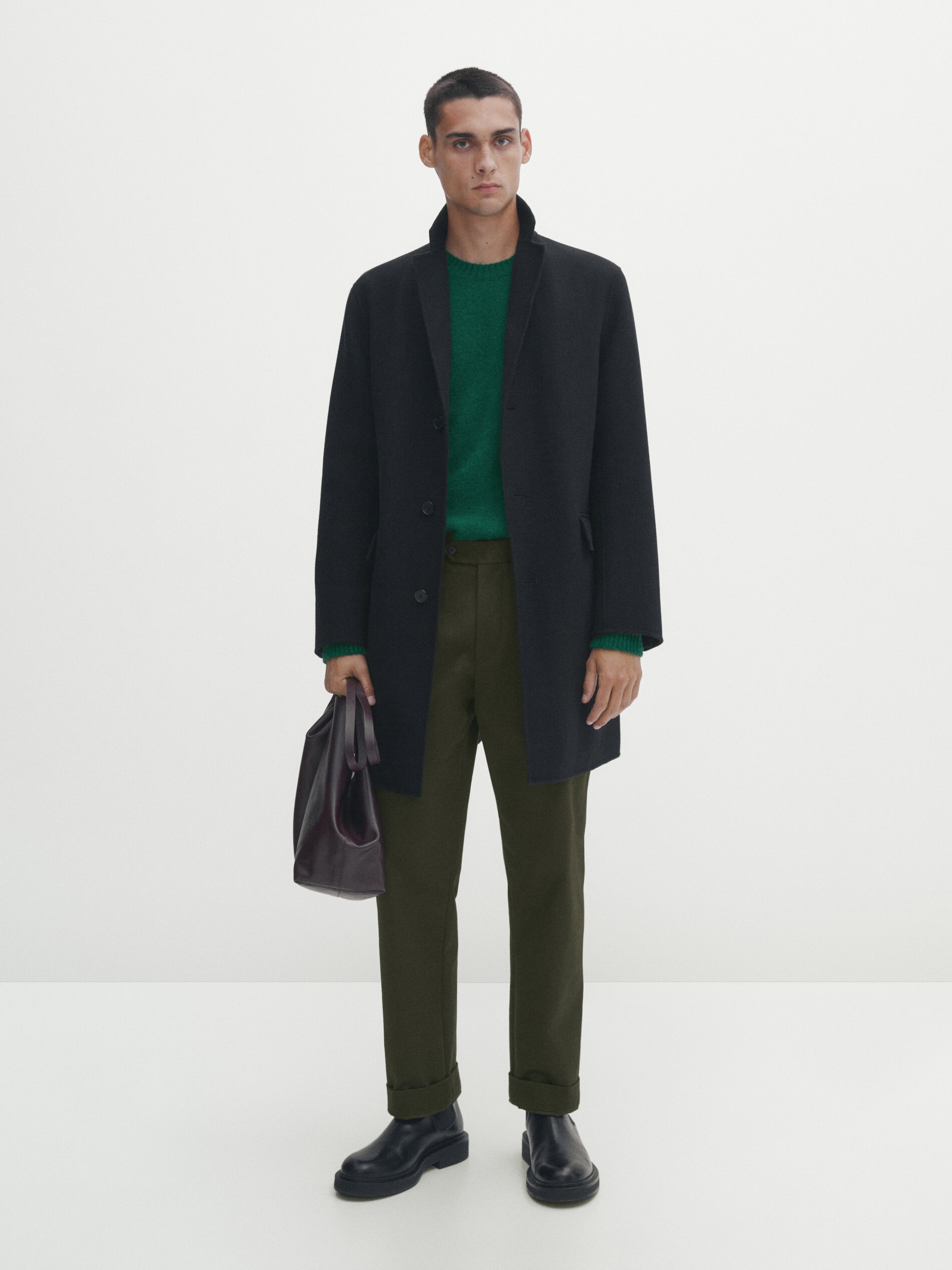 Massimo dutti green coat on sale