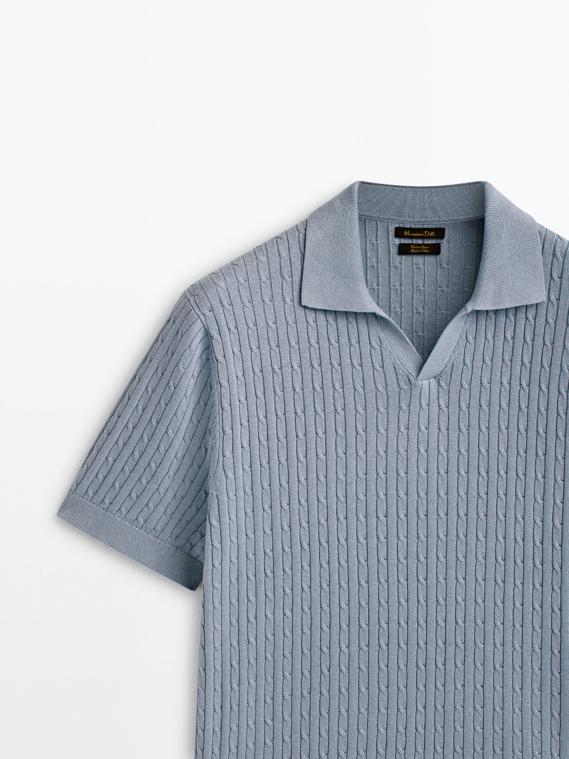 Jersey polo punto cable Azul Curry Beige Azul Marino Verde