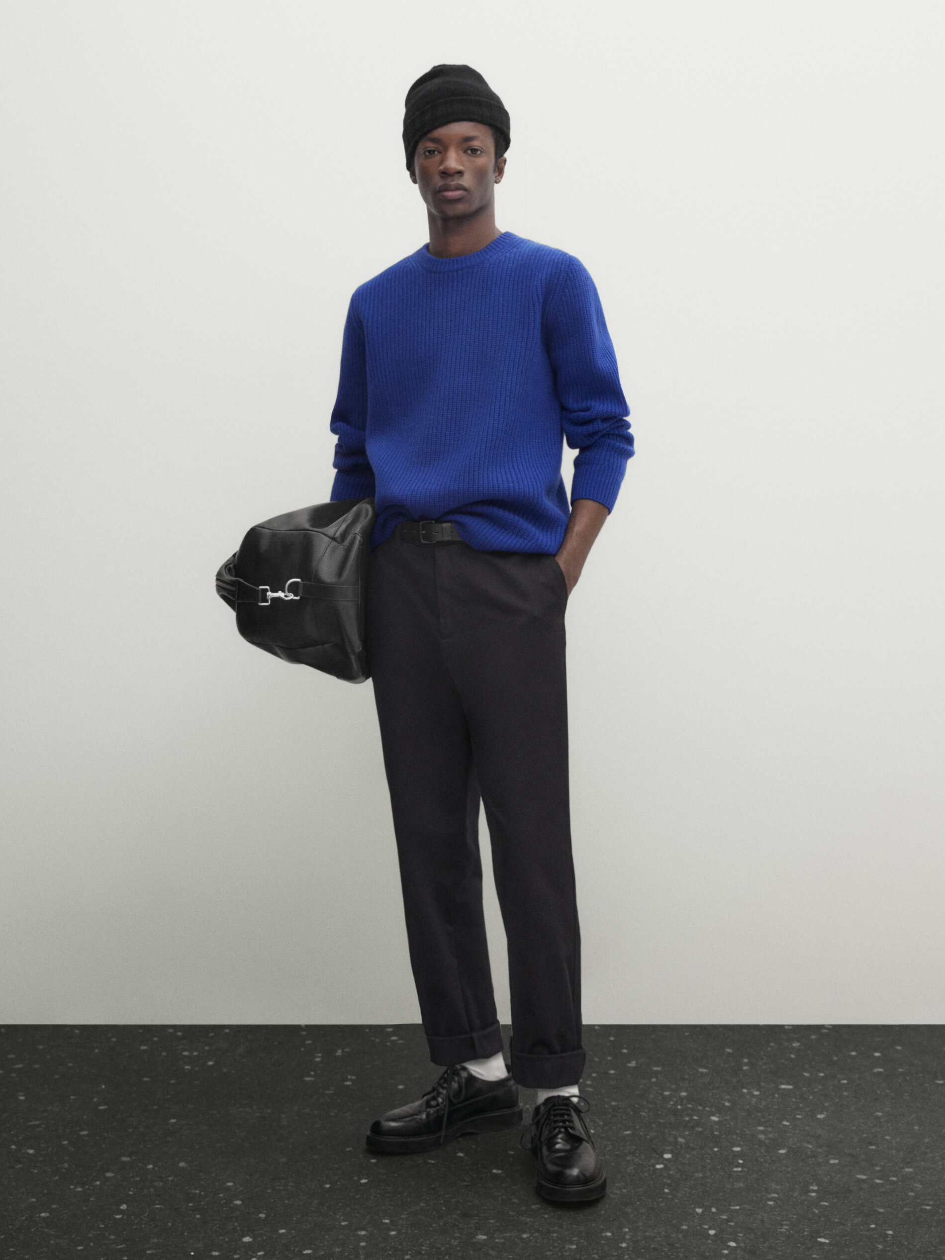 Wool blend crew neck sweater Blue Sweaters And Cardigans